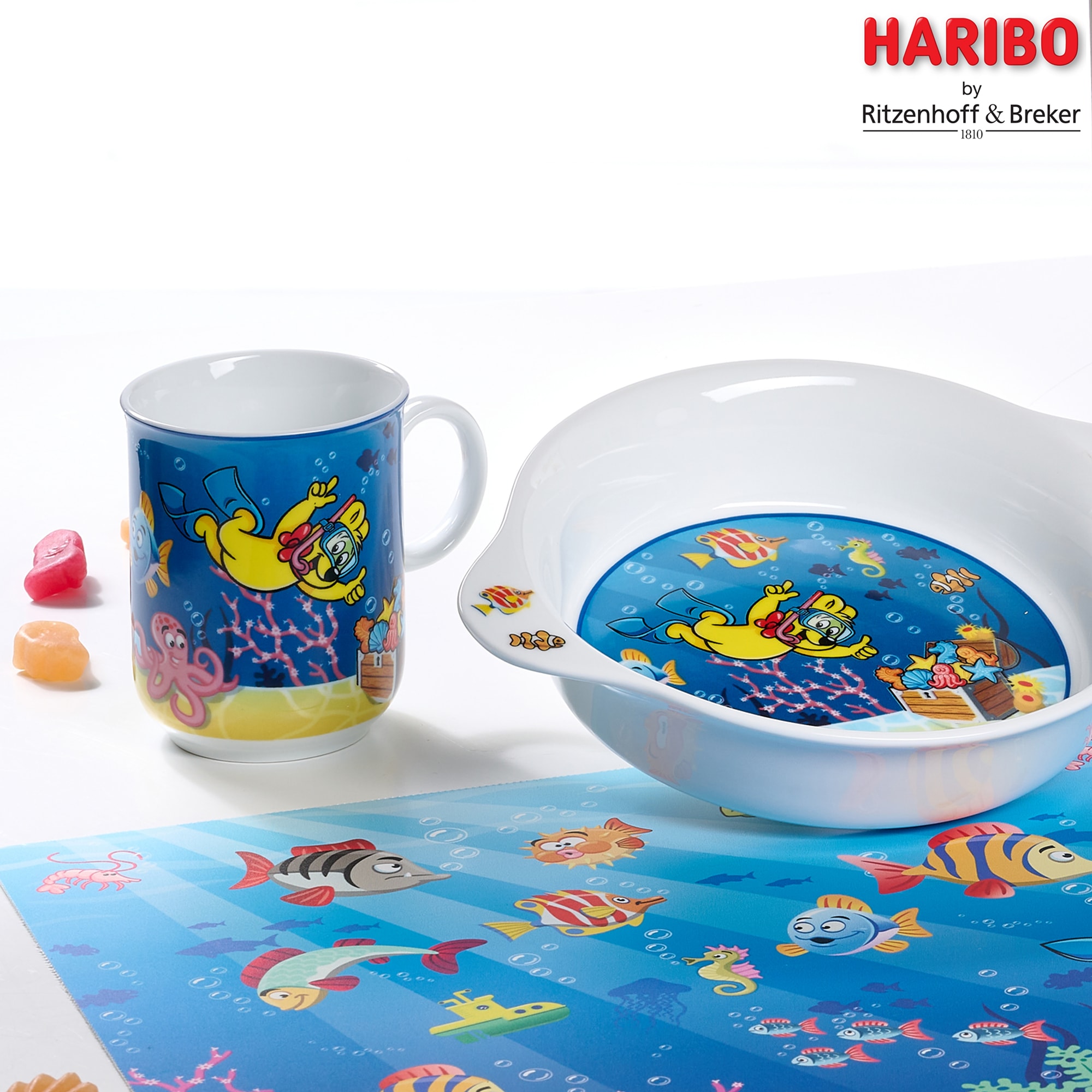 Ritzenhoff & Breker Kindergeschirr-Set »HARIBO Seaworld, 2-teilig«, (Set, 2 tlg.), spülmaschinenfest