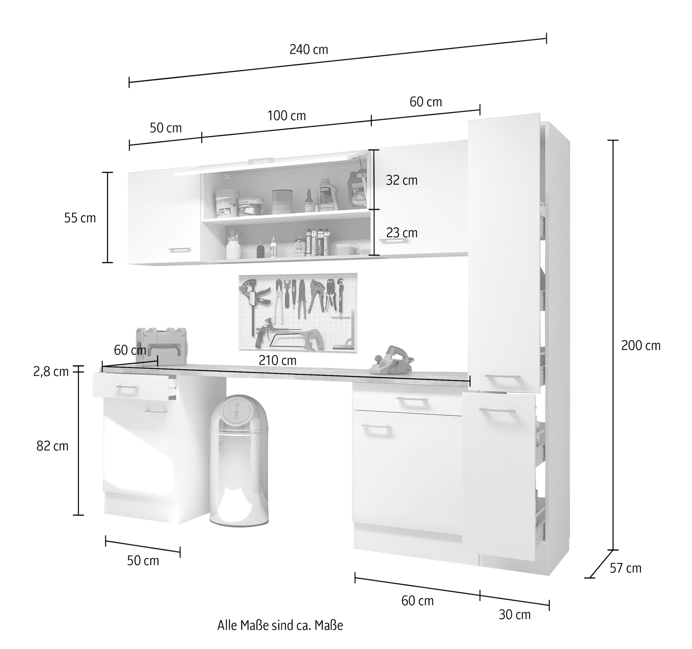 Flex-Well Mehrzweckschrank-Set »L-240-1901-000-Lucca«, (Komplett-Set), Gesamtbreite 240 cm