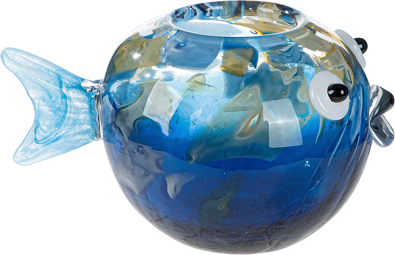 GILDE Tischvase "Vase Fisch Kandaru blau" Vase, Glas, Fischoptik, maritim, Dekoration, Geschenkidee