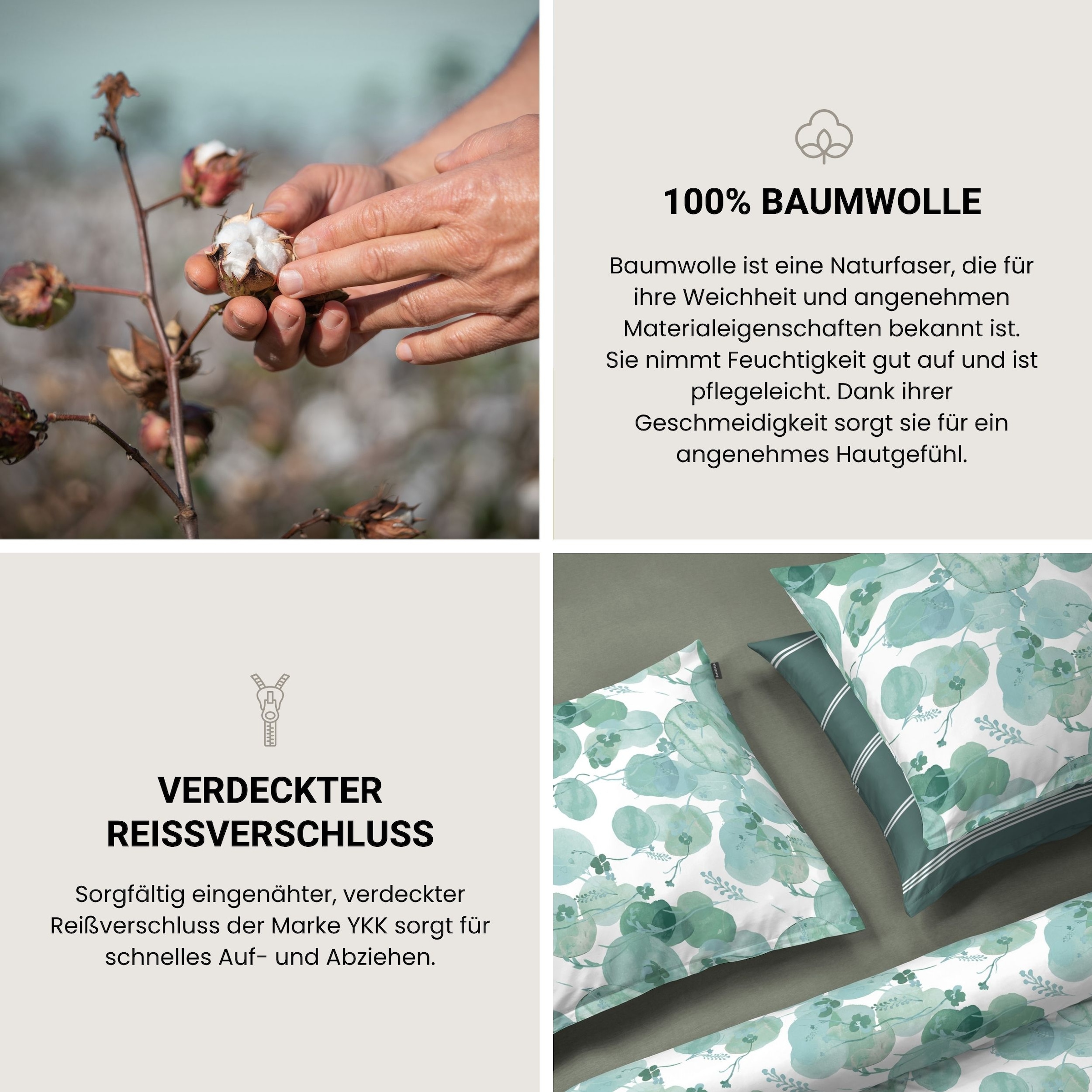 Schiesser Bettwäsche »Mia aus weicher Baumwolle mit floralem Muster« 2 OEKO-TEX® MADE IN GREEN