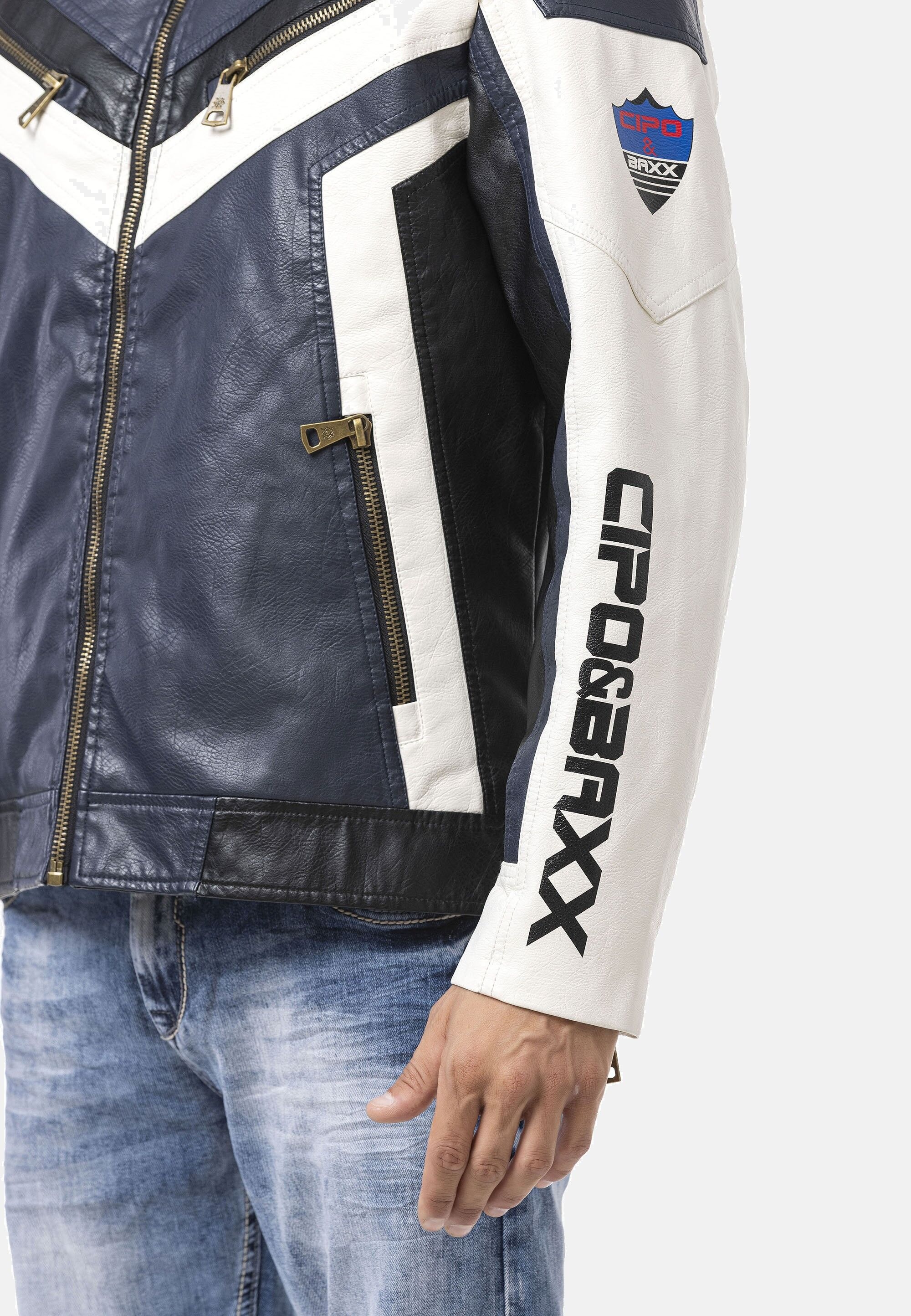 Cipo & Baxx Bikerjacke »CM230« ohne Kapuze Motorrad-Look mit sportlichem Design