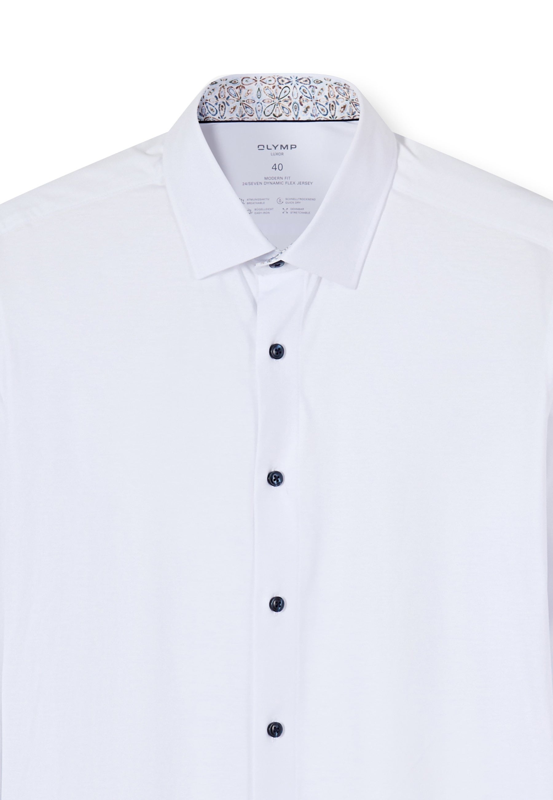 Businesshemd OLYMP "OLYMP Luxor 24/Seven, modern fit, New Kent", Herren, Gr. 38, Normaler Arm, weiß, 92% Baumwolle, 8% Elasthan, Hemden 2