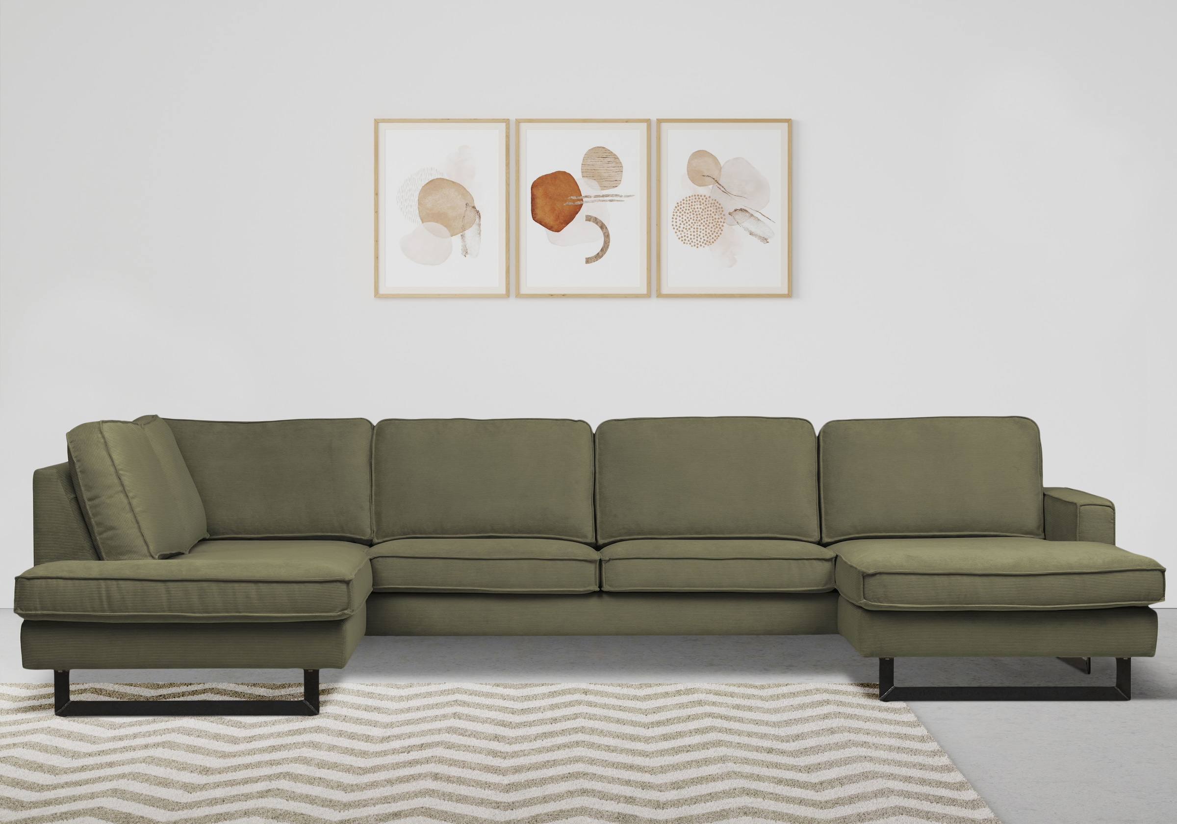 Home affaire Wohnlandschaft "Pinto, 350 cm, U-Form, XXL, mit Ottomanen" Cor günstig online kaufen