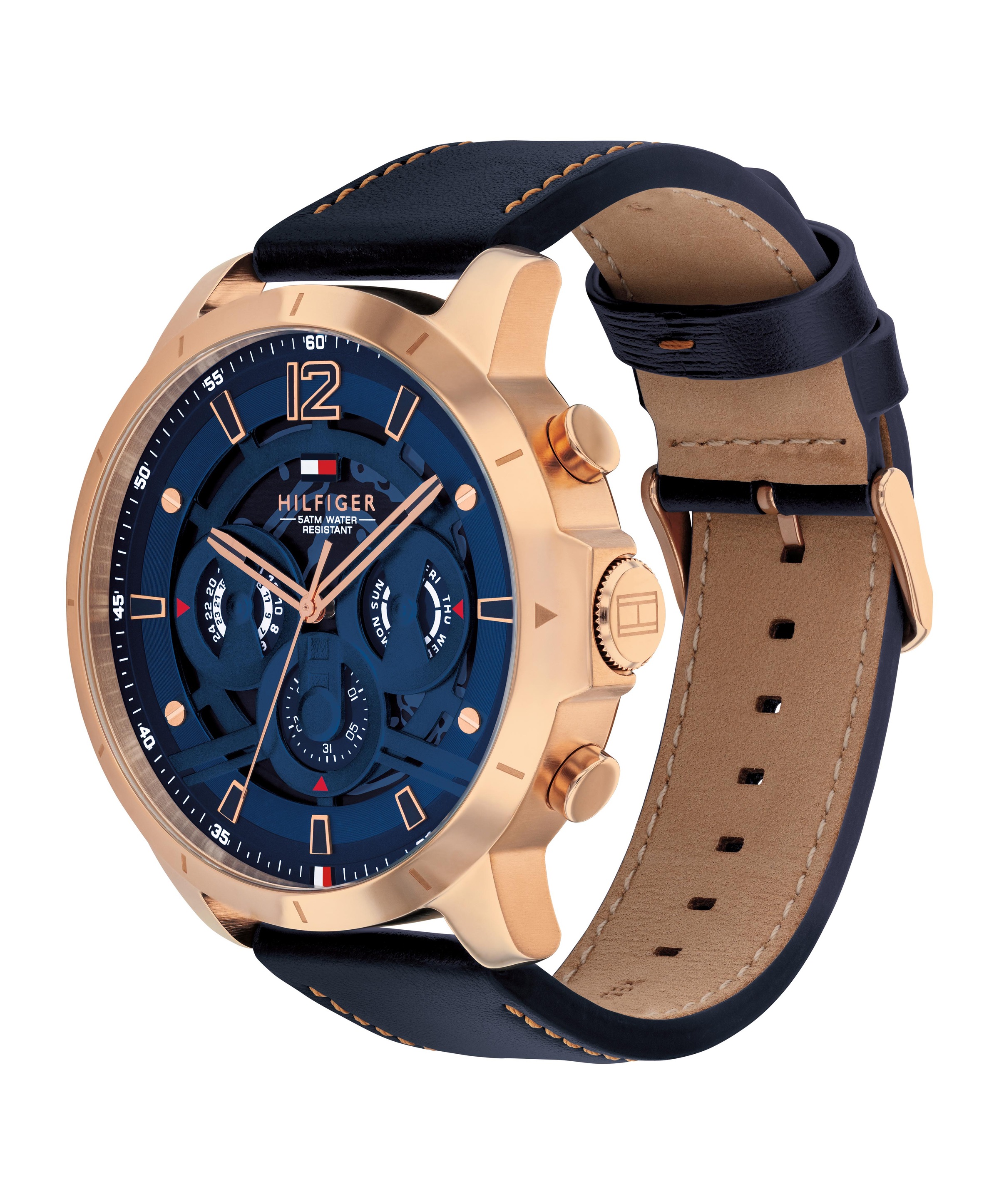 Tommy Hilfiger Multifunktionsuhr »LUCA« Quarzuhr, Armbanduhr, Herrenuhr, Lederarmband, analog