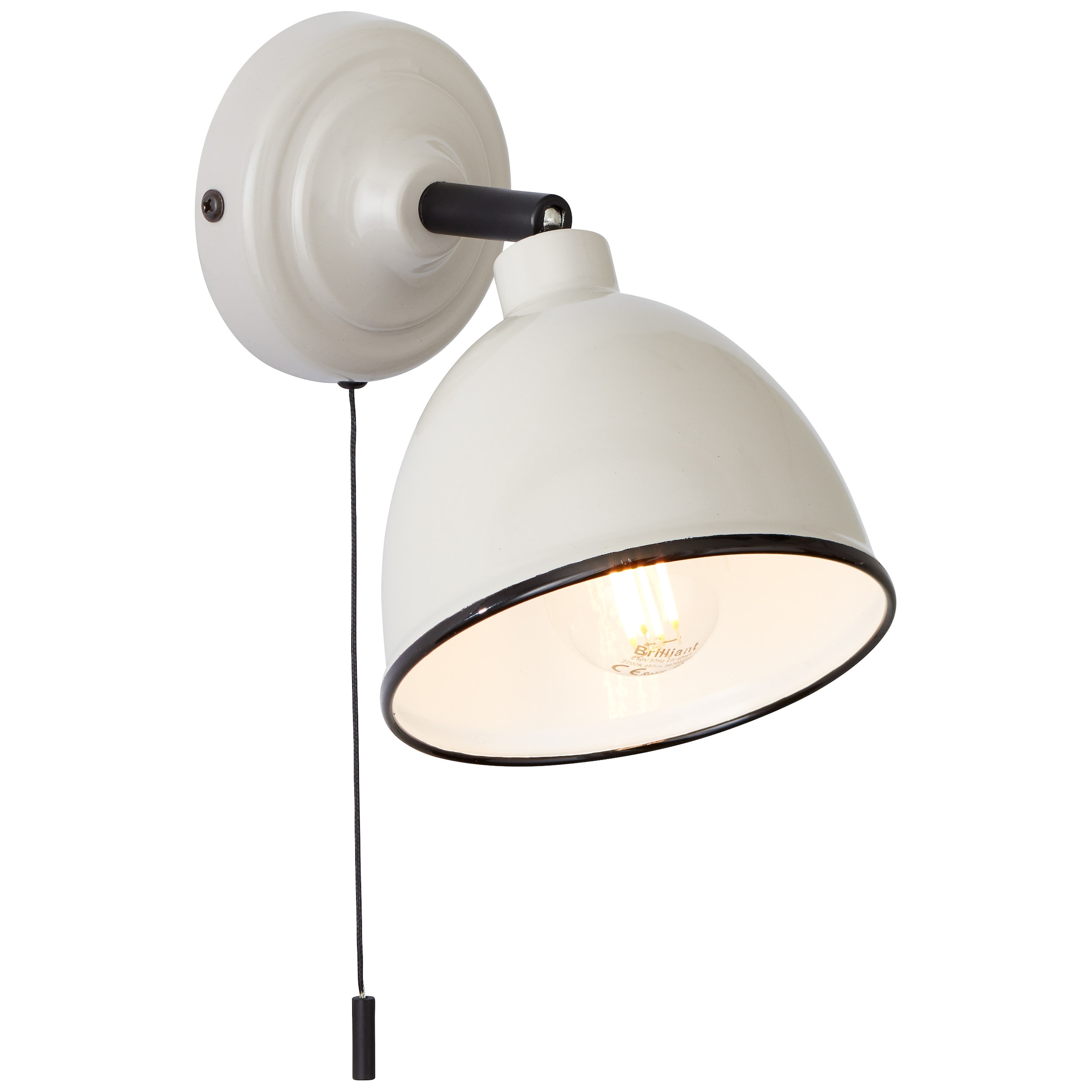 Brilliant Wandleuchte »Telio«, 1 flammig, Leuchtmittel E14 | ohne Leuchtmittel, Wandlampe Zugschalter grau/taupe