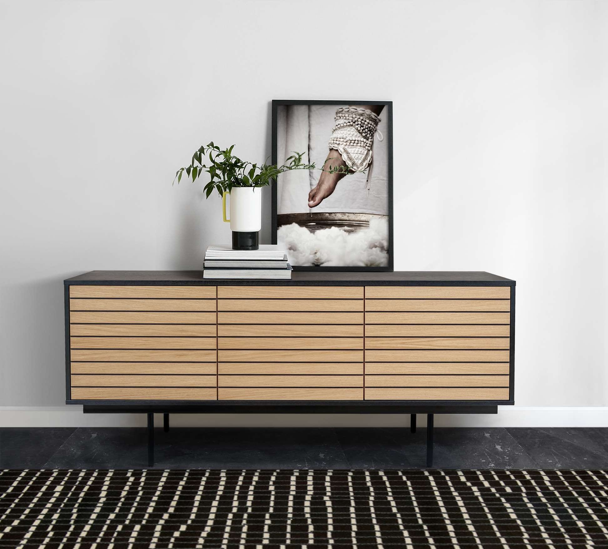 Woodman Sideboard "Stripe", besonderes Design, 3 Push-to-Open-Türen, Breite günstig online kaufen