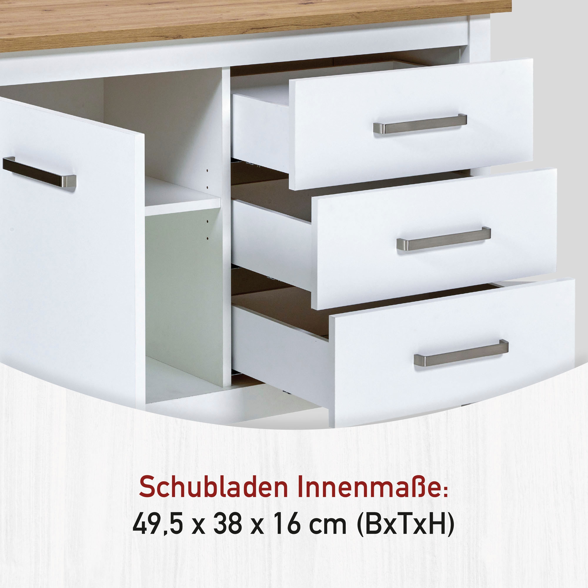 Inter Link Bartisch »Pienza im Skandi Look, multifunktional für Küche & Essbereich, Weiss« 1 Stk. tlg. Kücheninsel mit Soft-Close, Platz für 2 Hocker, 124x75x91 cm
