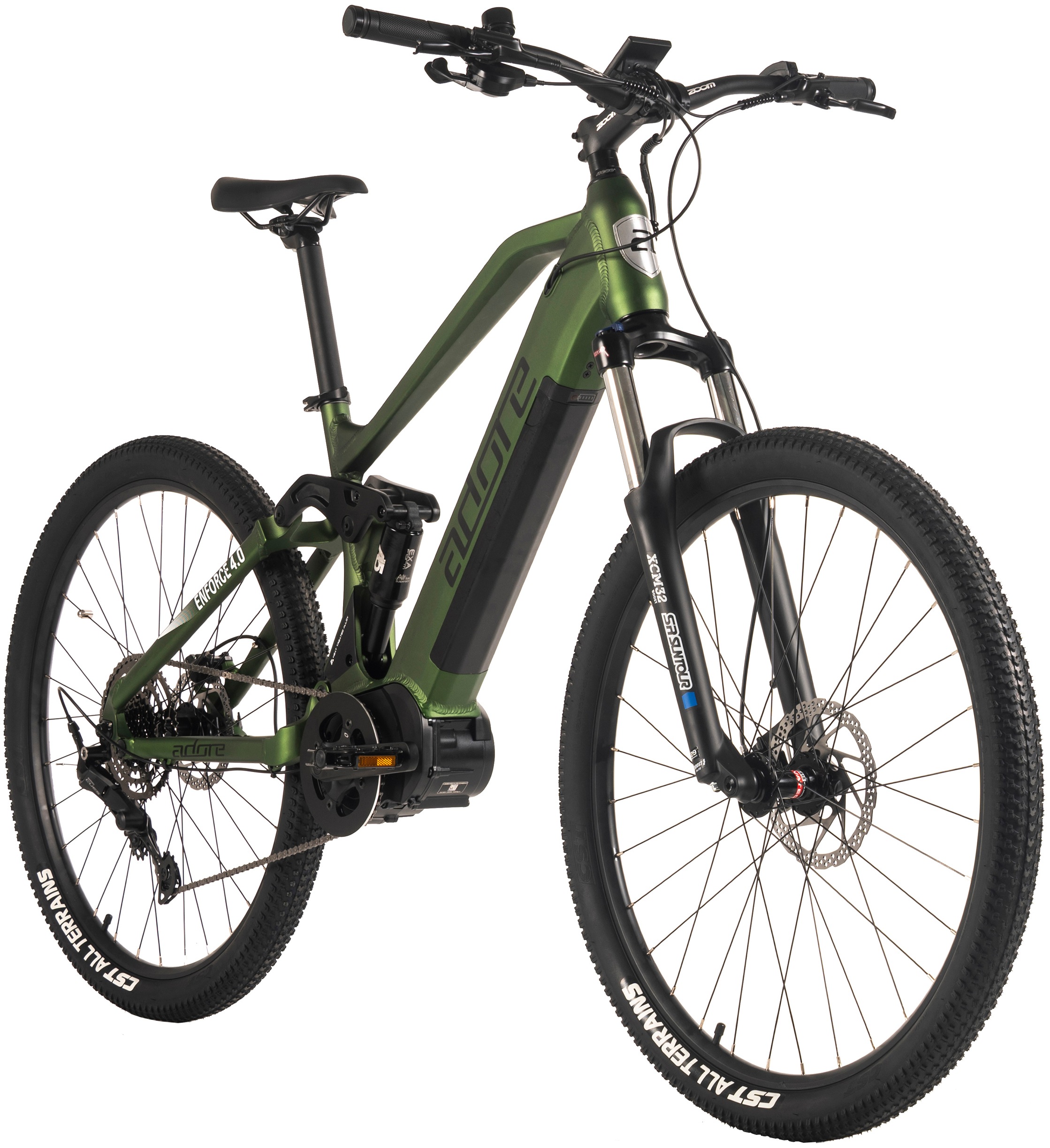 Adore E-Bike »Fully 29" Enforce 4.0 Mittelmotor 85NM / 15Ah Grün matt«, 9 Gang, Shimano, Cues, Mittelmotor 250 W