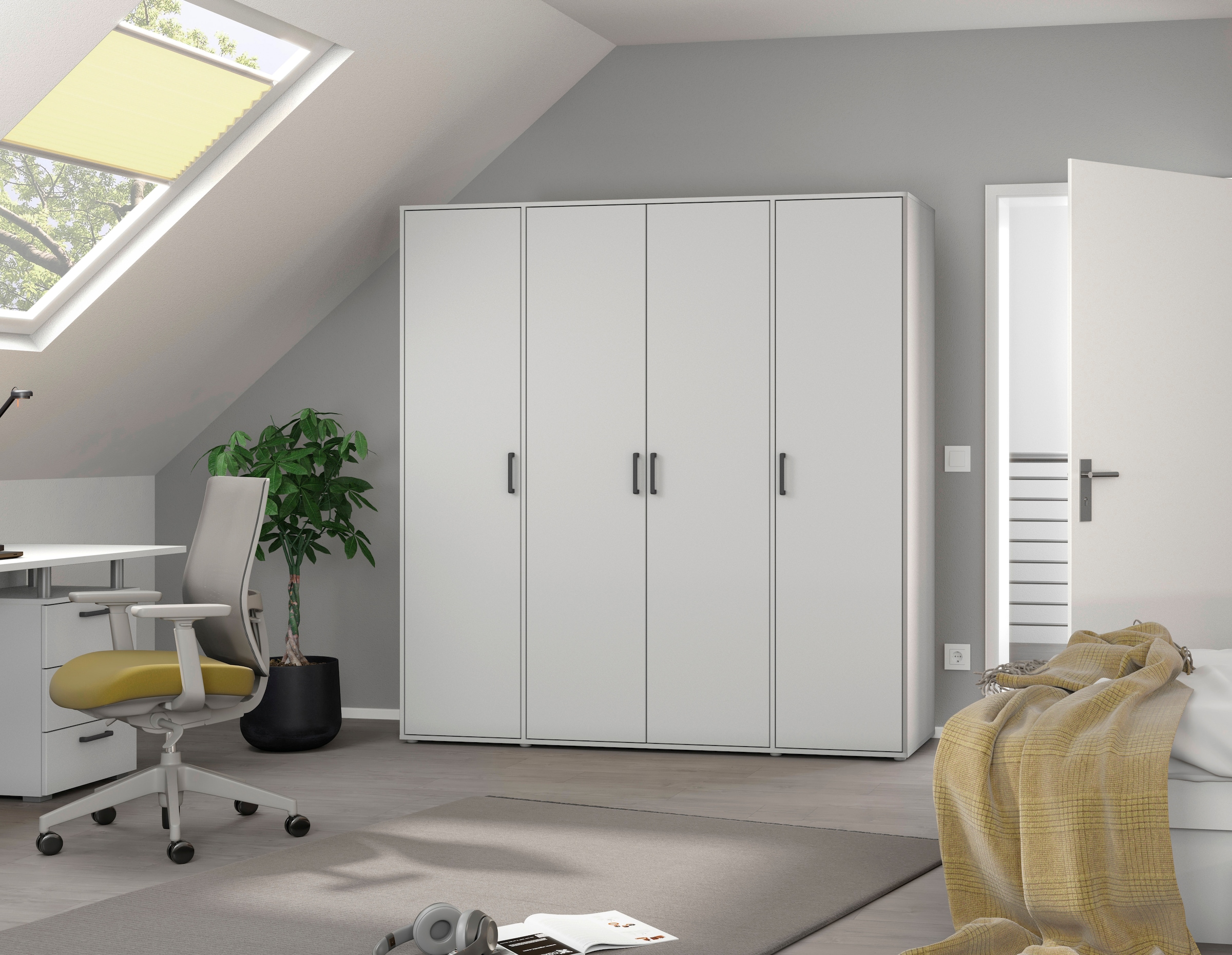 rauch Kleiderschrank »VOYAGER Garderobe Wäscheschrank TOPSELLER Schlafzimmer«, (in 3 verschiedenen Ausstattungen BASIC/CLASSIC/PREMIUM), Schrank mit modernen Griffen in viel Stauraum MADE IN GERMANY