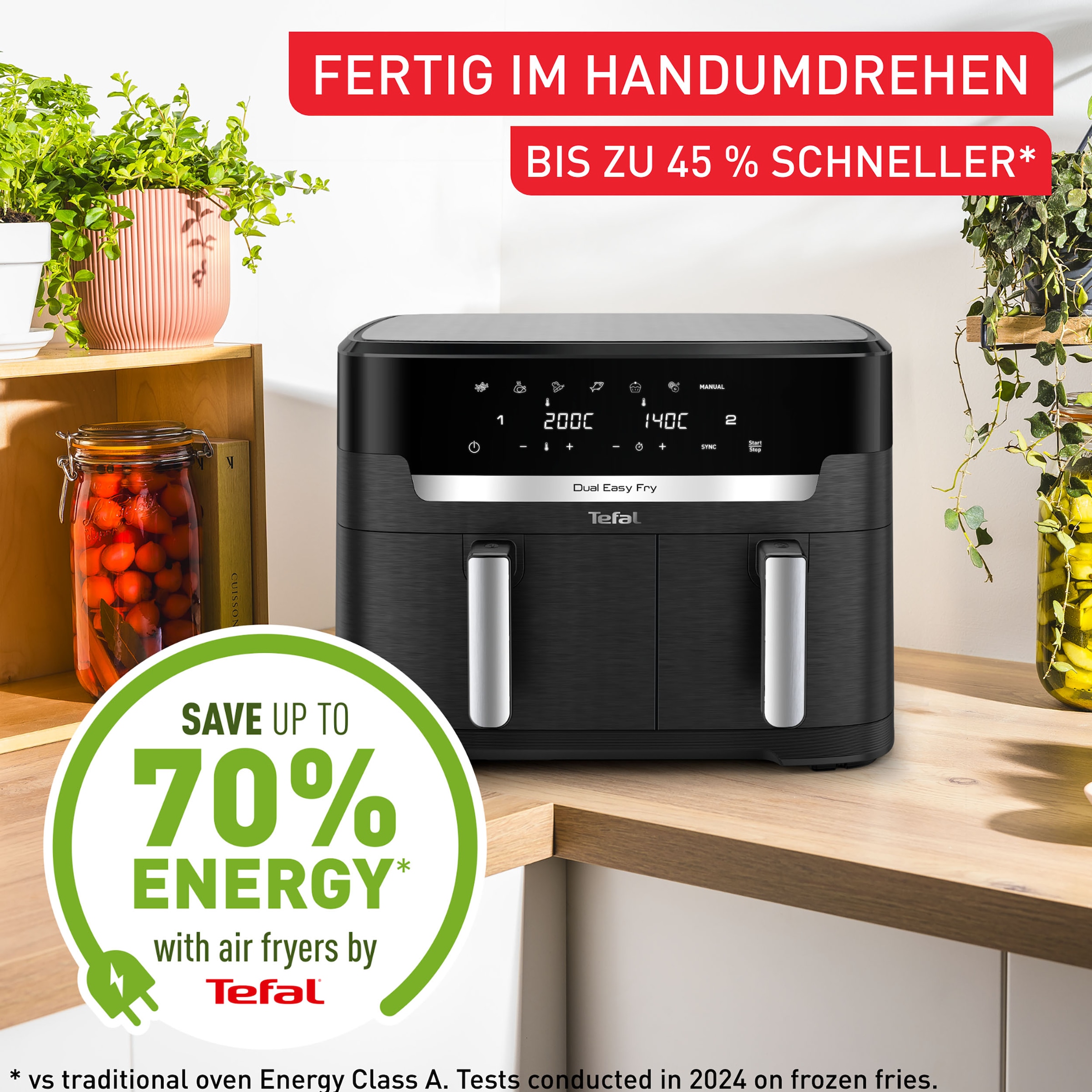 Tefal Heißluftfritteuse »EY9428 Dual Easy Fry XX«, 2700 W, 2 Schubladen, 6,5l + 4,5l, 7 voreingestellte Programme, Rezepte-App