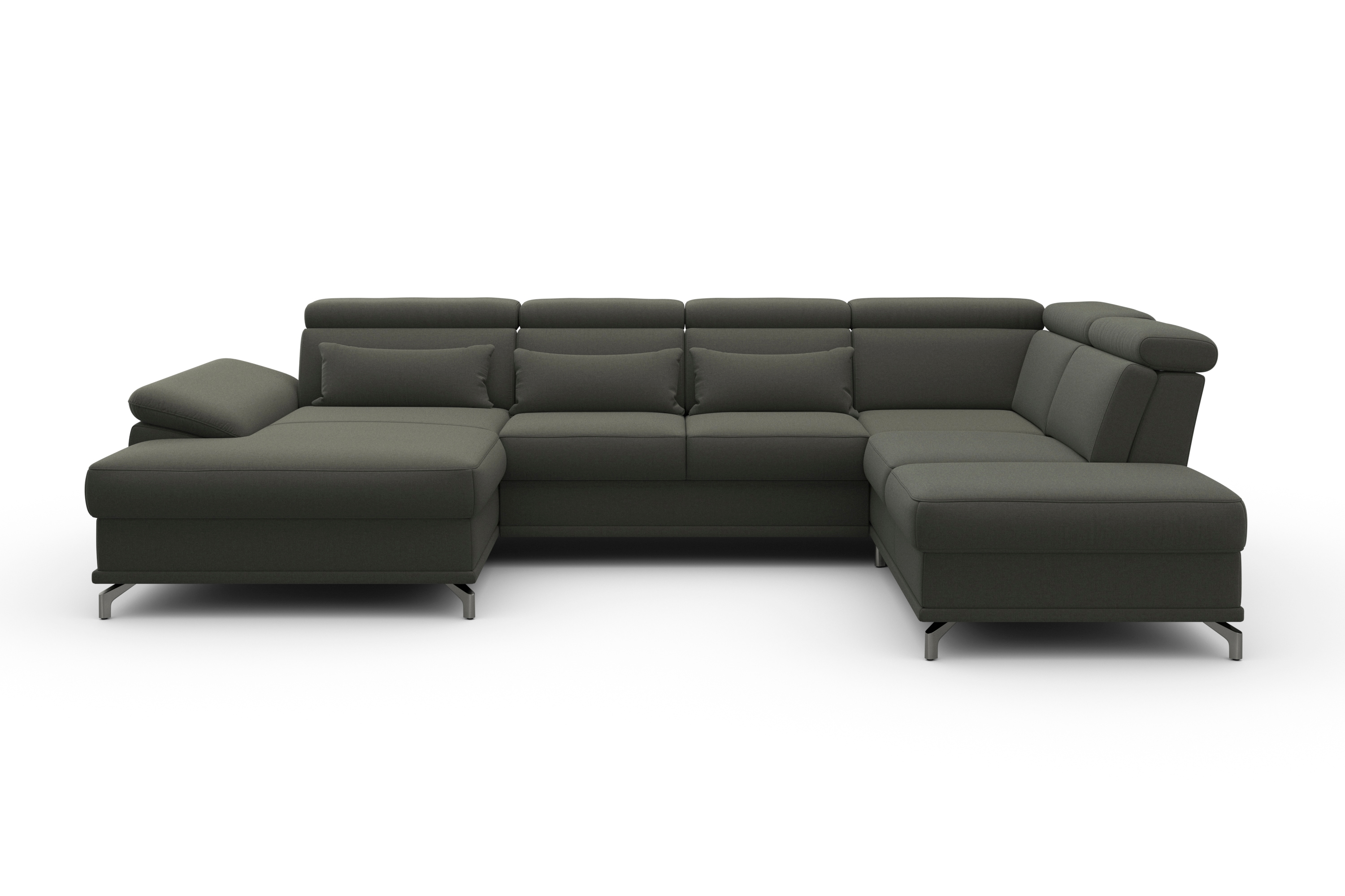 sit&more Wohnlandschaft "Cabrio U-Form, B: 359 cm, mit Sitztiefen-, Arm- & Kopfteilverstellung" 3 Nierenkissen, Federkern, optional Schlaffunktion und Stauraum