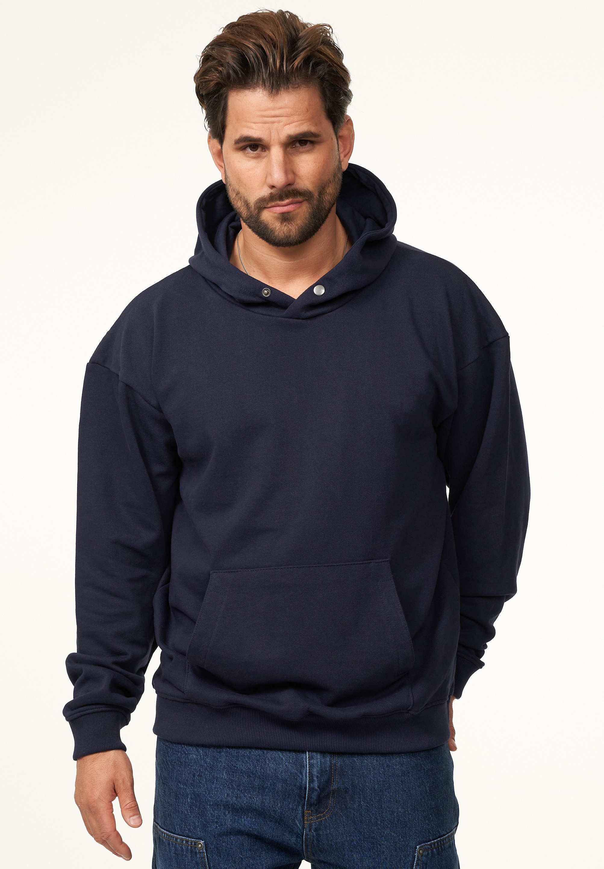 SOULSTAR Hoodie »Oversize Kapuzenpullover Sweater Pullover für Herren«, Herren Oversize Kapuzenpullover mit Button Pullover Sweater
