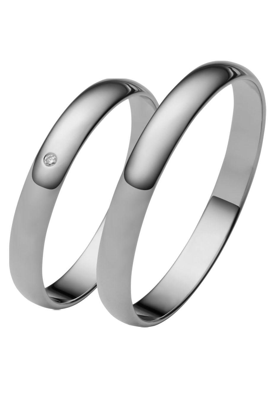 Trauring FIRETTI "Schmuck Geschenk Gold 375 Hochzeit Ehering "LIEBE" Gr. 70, weiß (weißgoldfarben), Fingerringe, Damen, 70, ohne Brillant, Weißgold 375, 3mm, Trauring, Made in Germany, wahlweise mit oder ohne Brillant