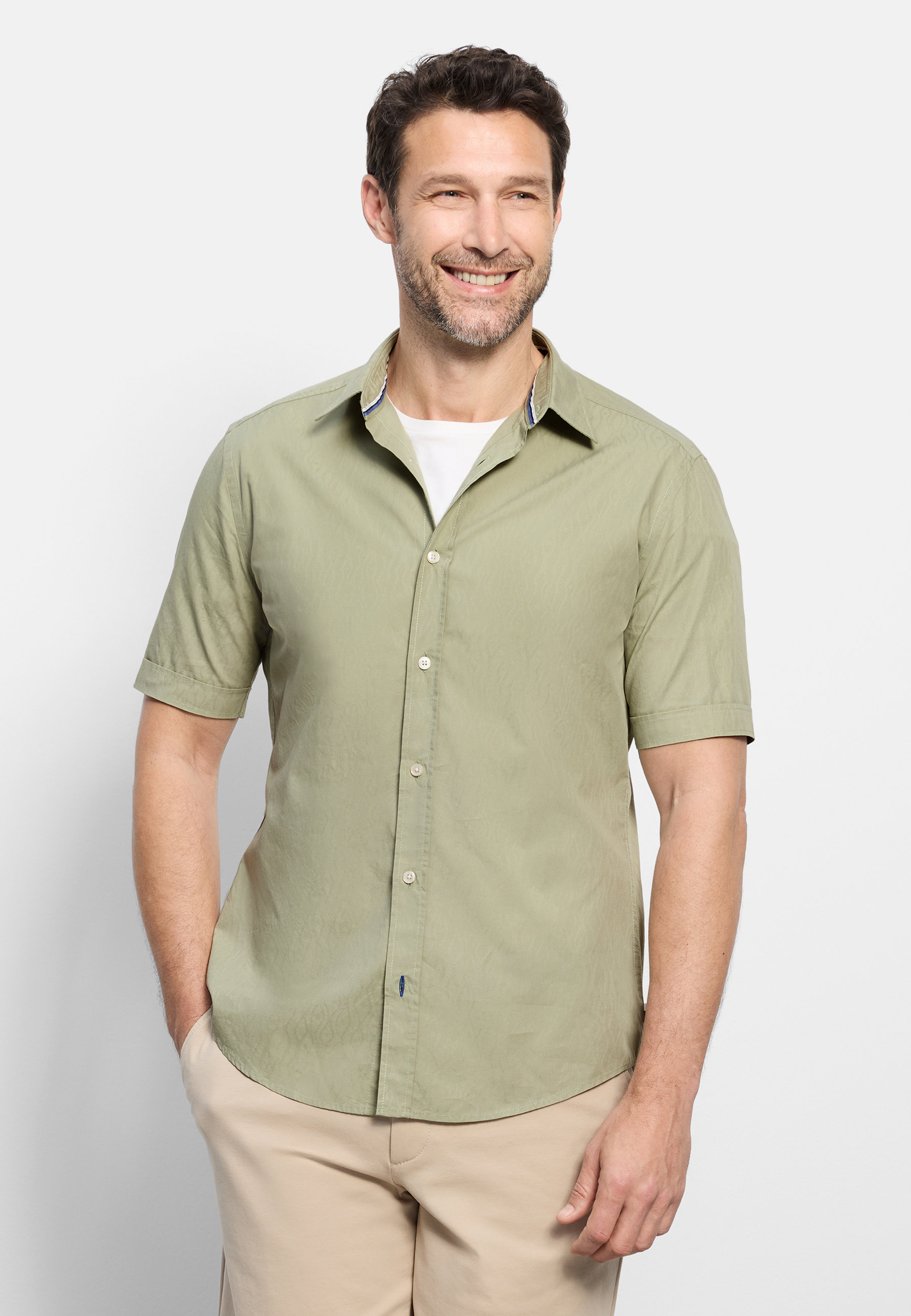 Kurzarmhemd OLYMP "OLYMP Casual, regular fit, Kent", Herren, Gr. XXL, Normaler Arm, grün, 100% Baumwolle, Hemden