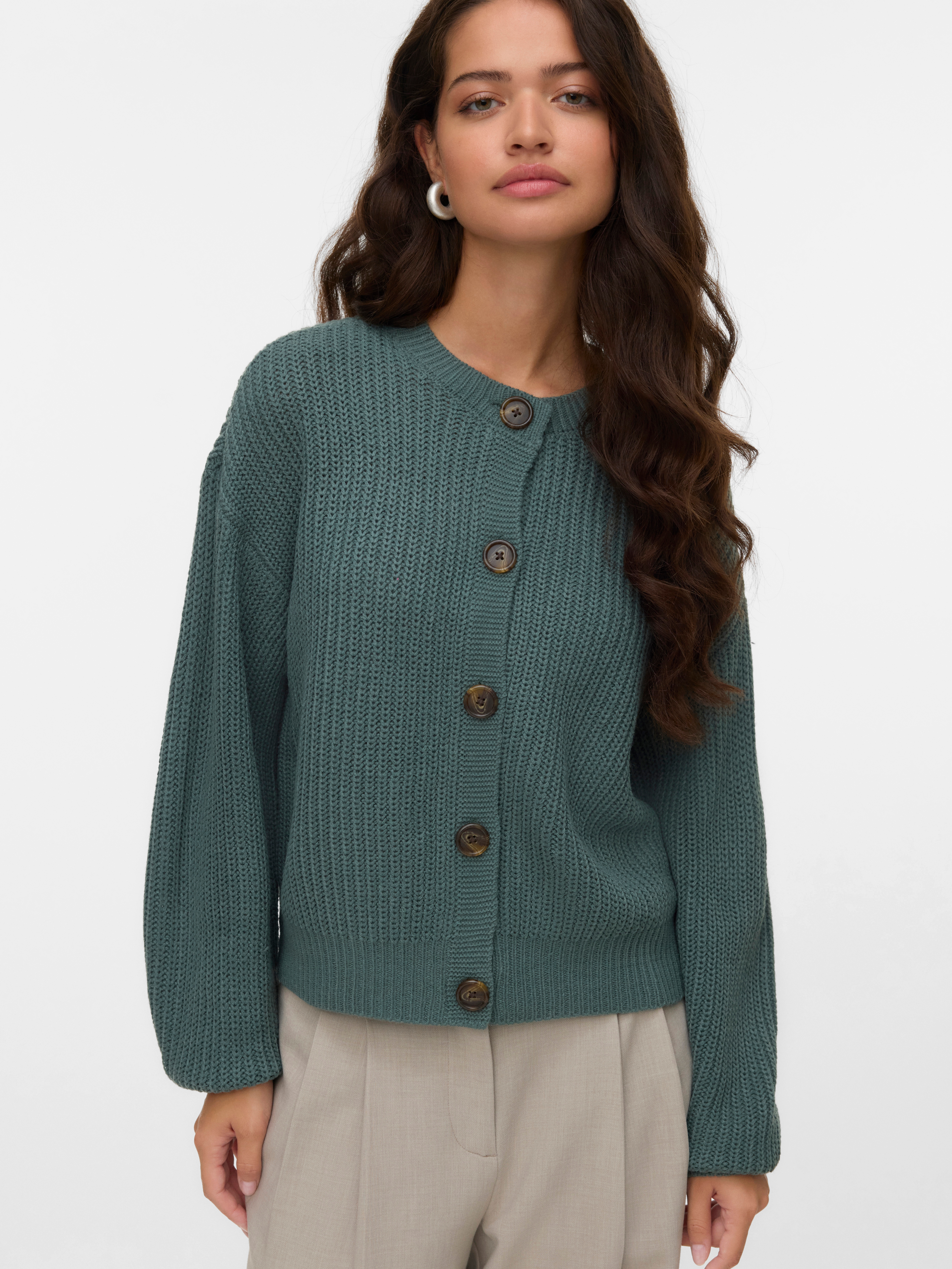 Vero Moda Strickjacke "VMLEA LS O-NECK CARDIGAN NOOS" Kunstfaser, loose fit