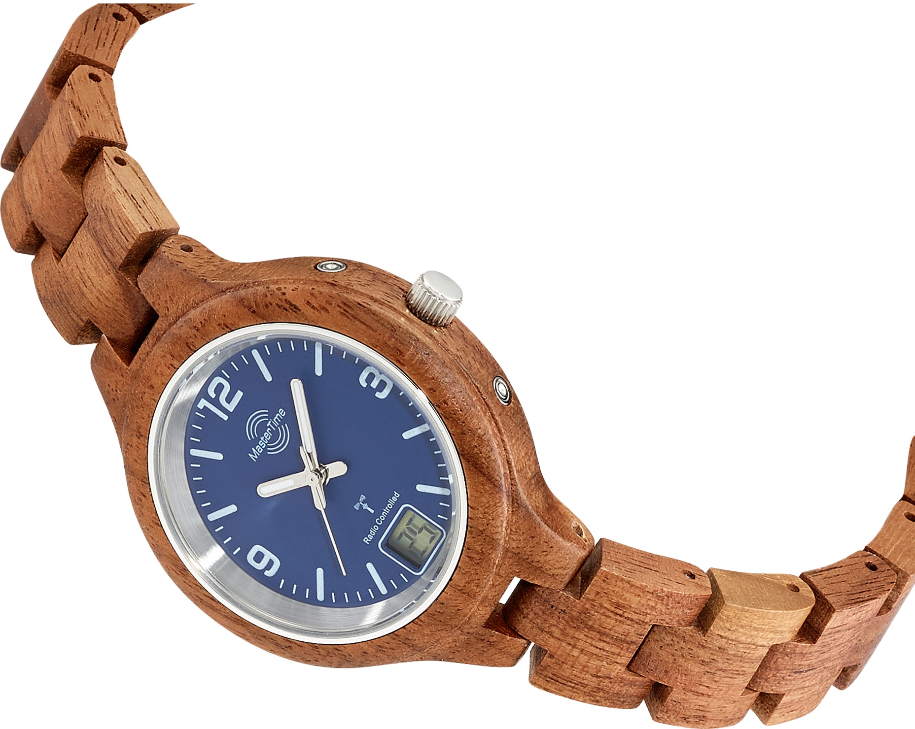 MASTER TIME Funkuhr »Specialist Wood, MTLW-10748-31W«, Armbanduhr, Quarzuhr, Holzuhr, Damenuhr, Datum, Leuchtzeiger