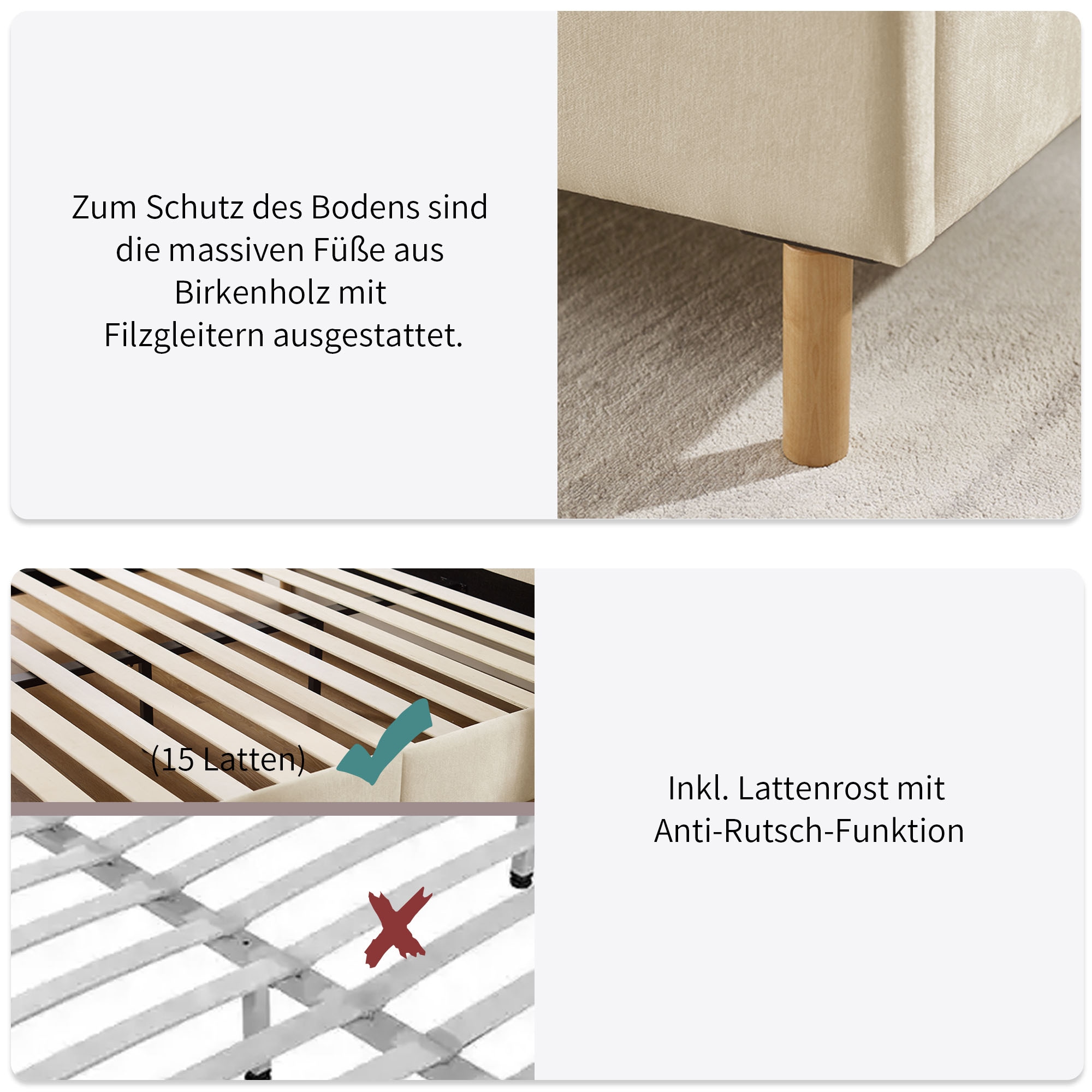 Home affaire Polsterbett »Philippiere inkl. Lattenrost« erhältlich in den Breiten 140cm & 180cm