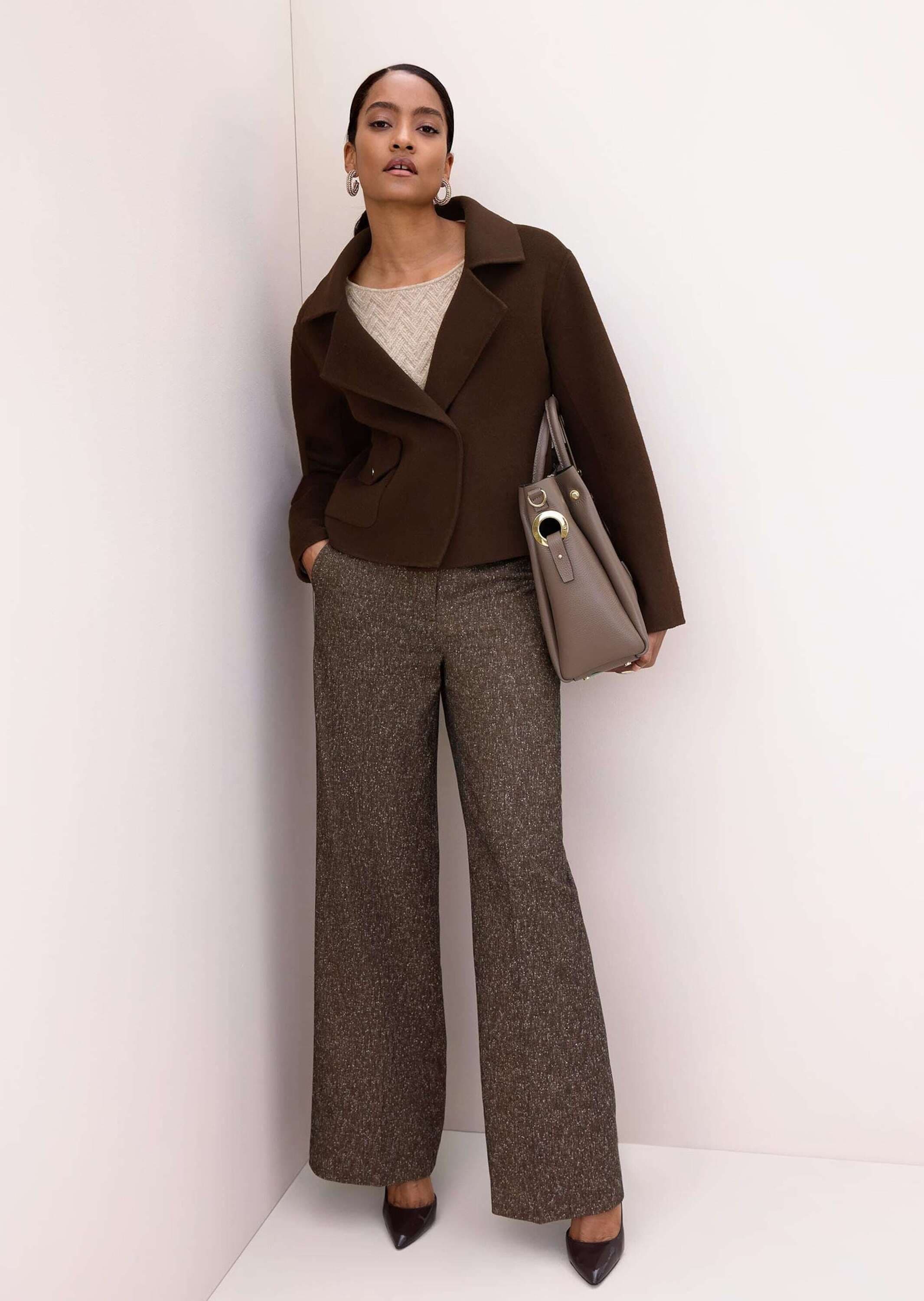 MADELEINE Stoffhose »Hose Weite Tweed-Hose mit Bügelfalten«