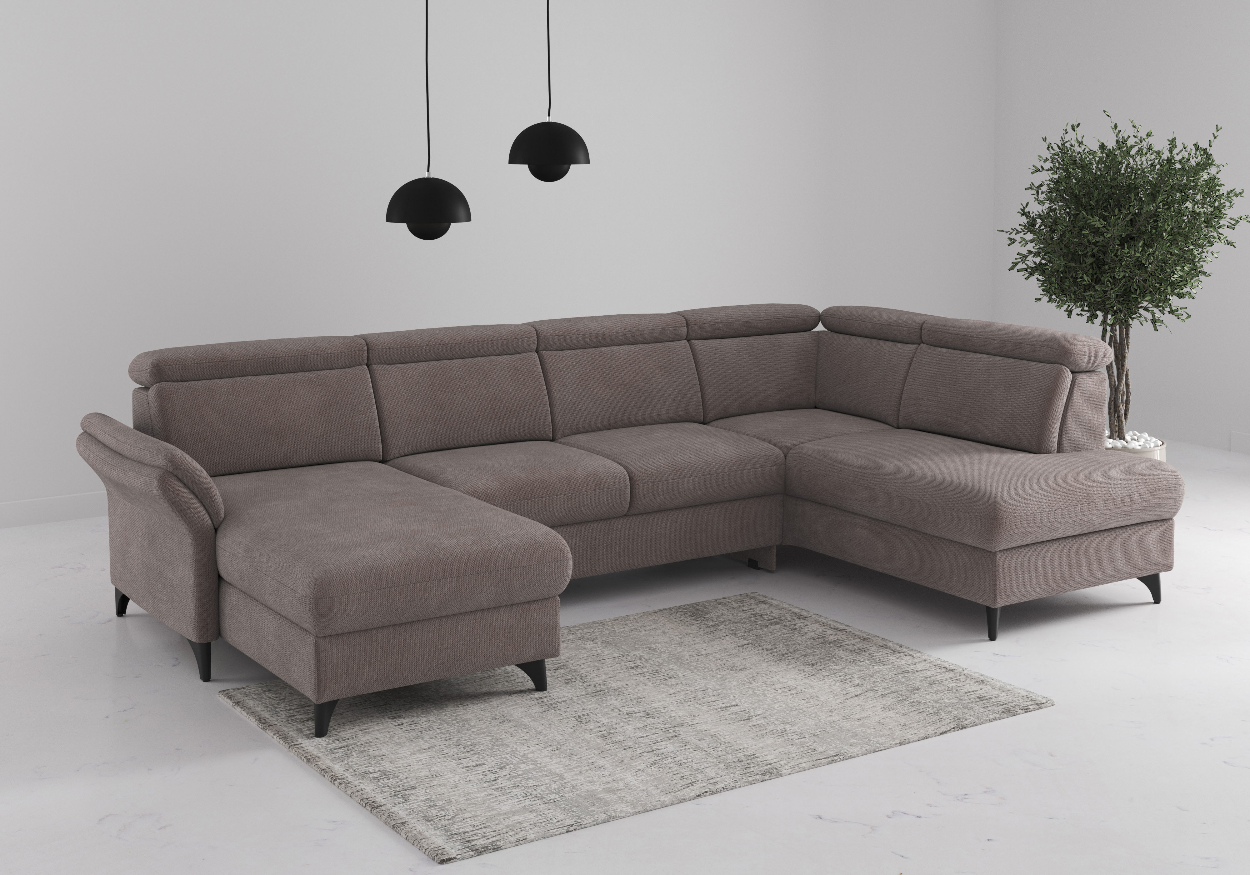 sit&more Wohnlandschaft "Glendale, U-Form" inkl. Kopfteilverstellung,wahlweise mit Vorziehsitz und Bettkasten