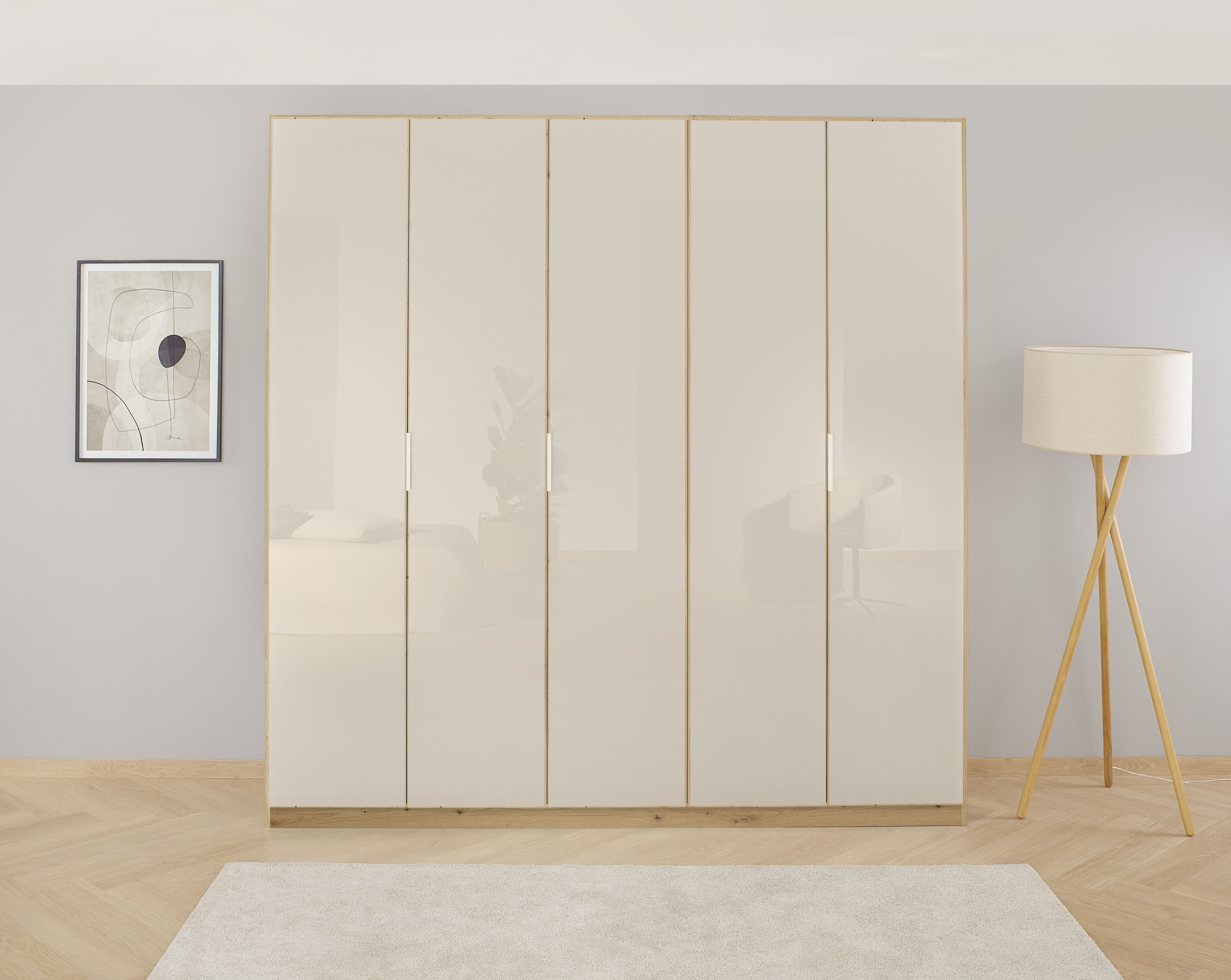 OTTO home "Mehrzweckschrank Aktenschrank Möbel Mietswohnung Schlafzimmer KOLUNA" Breiten 181/226/271/315 cm Höhen 210/229 cm, hochwertige Glas-Front, inkl. 2 Innenschubladen sowie extra Einlegeböden MADE IN GERMANY