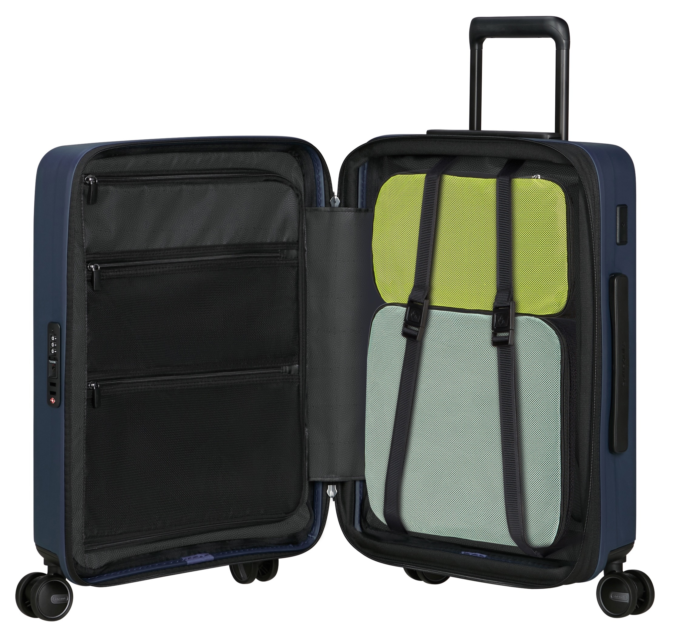 Samsonite Hartschalen-Trolley »RESTACKD, verschiedene Größen und Farben«, (mit Packtaschen), 4 Rollen, Reisekoffer mit TSA Schloss Volumenerweiterung Packtaschen