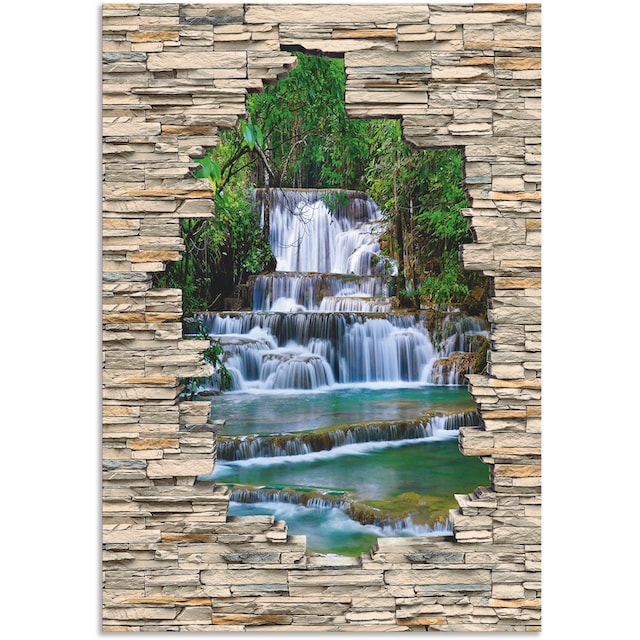 Artland Wandbild »Tiefen Wald Wasserfall Stein Mauer Blick«,  Wasserfallbilder, (1 St.), als Alubild, Leinwandbild, Wandaufkleber oder  Poster in versch. Größen kaufen | BAUR