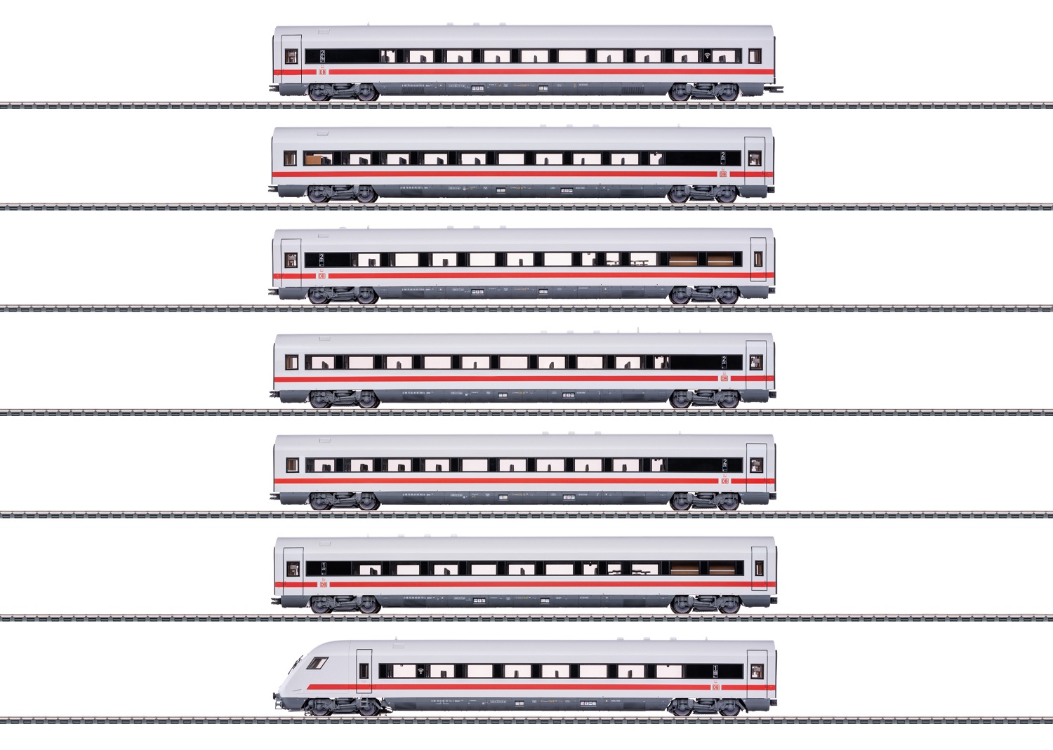 "Personenwagen MÄRKLIN ""ICE-Wagen-Set m.7 Wagen DB AG - 42930"", weiß, Modelleisenbahn-Fahrzeuge, Kinder, Kunststoff, Metall, mit Licht und