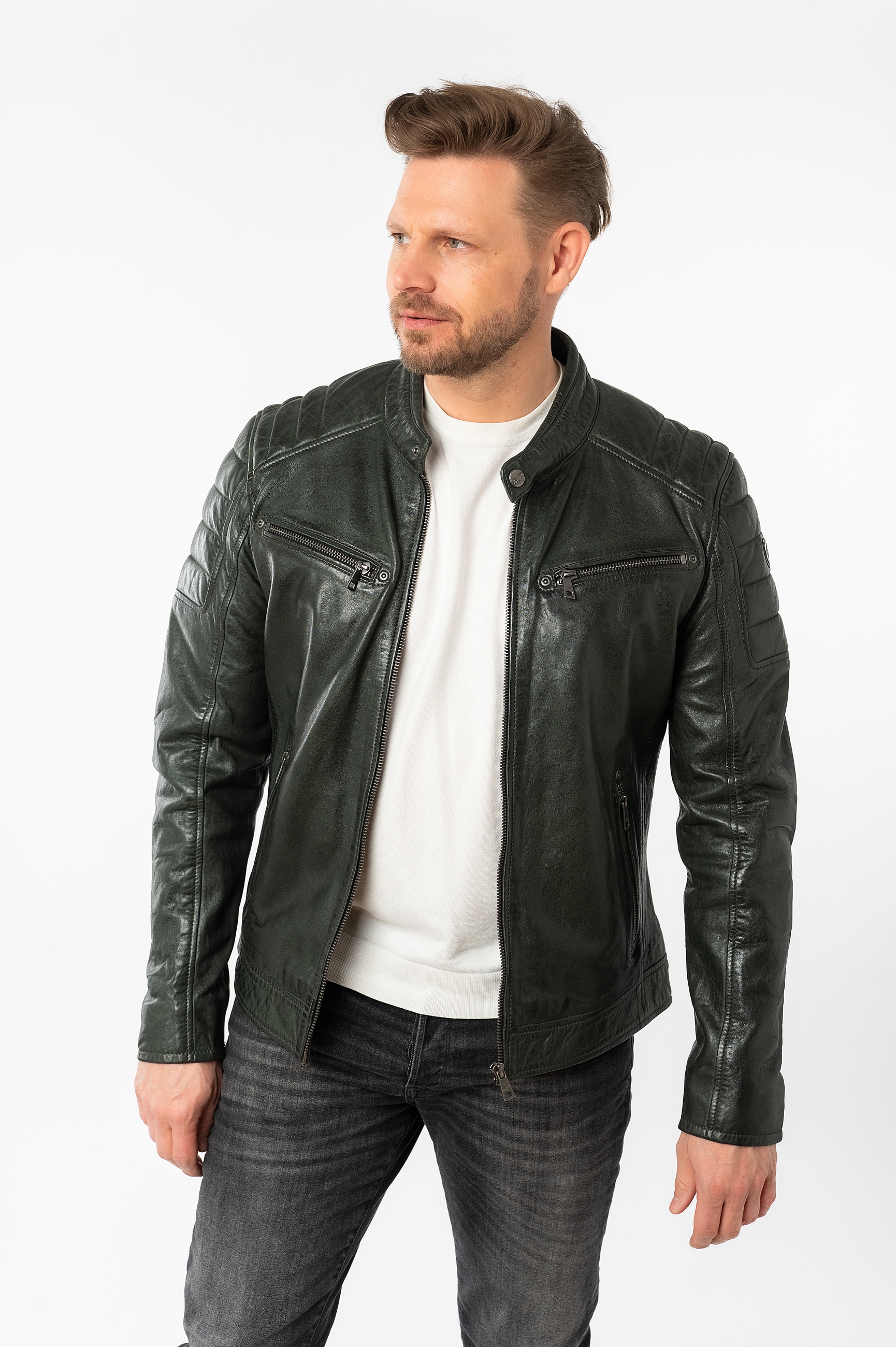 Mauritius Lederjacke "MMDerry", mit Stehkragen mit Druckknopf günstig online kaufen