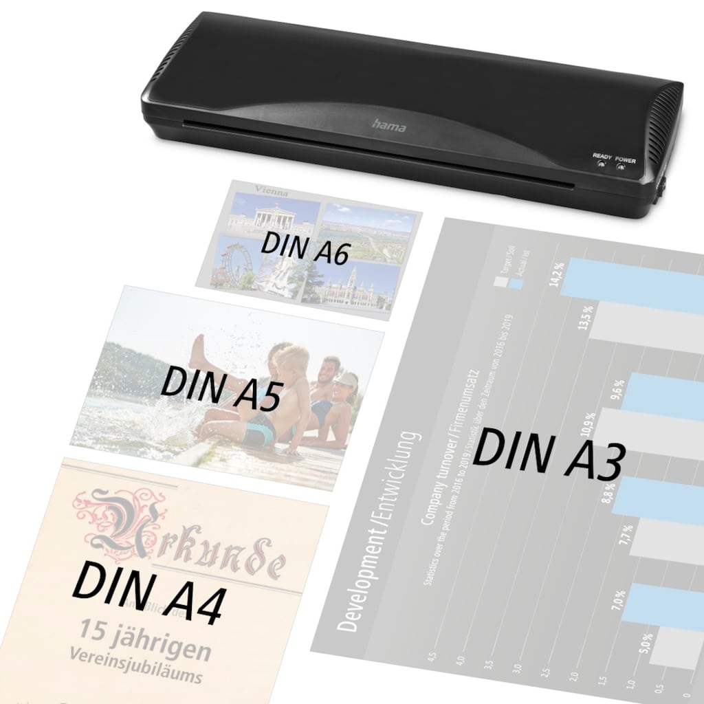 Hama Laminiergerät »Laminator für DIN A3, Heiß- und Kaltlaminierung, 2 Rollen, schwarz«