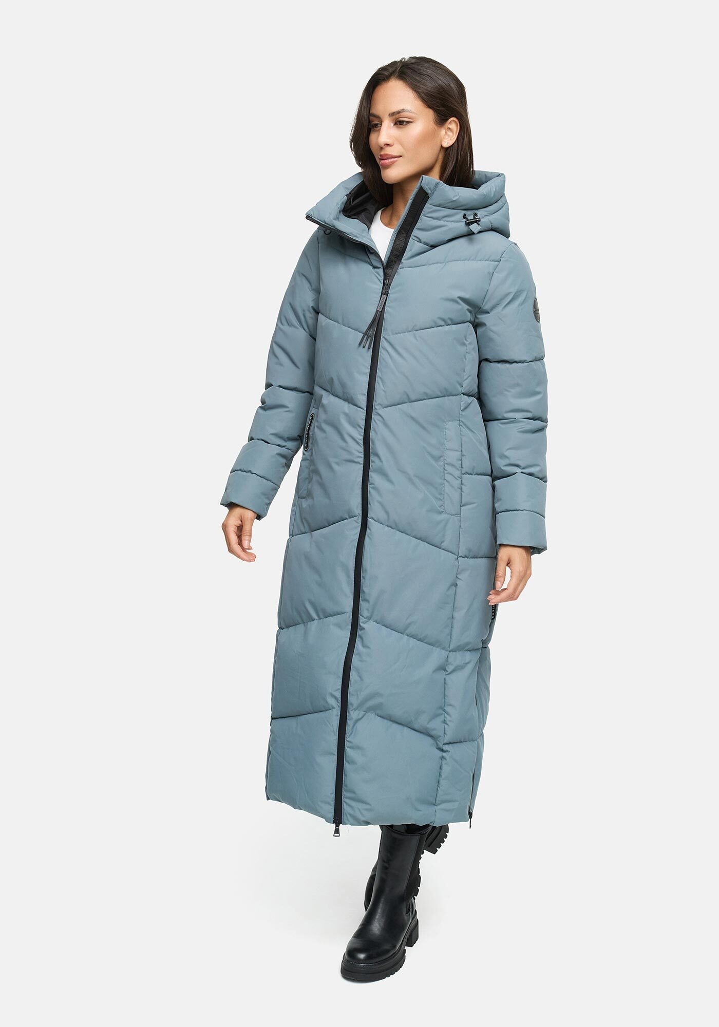 Marikoo Winterjacke "Firella" extra lange Passform mit seitlichen Schlitzen