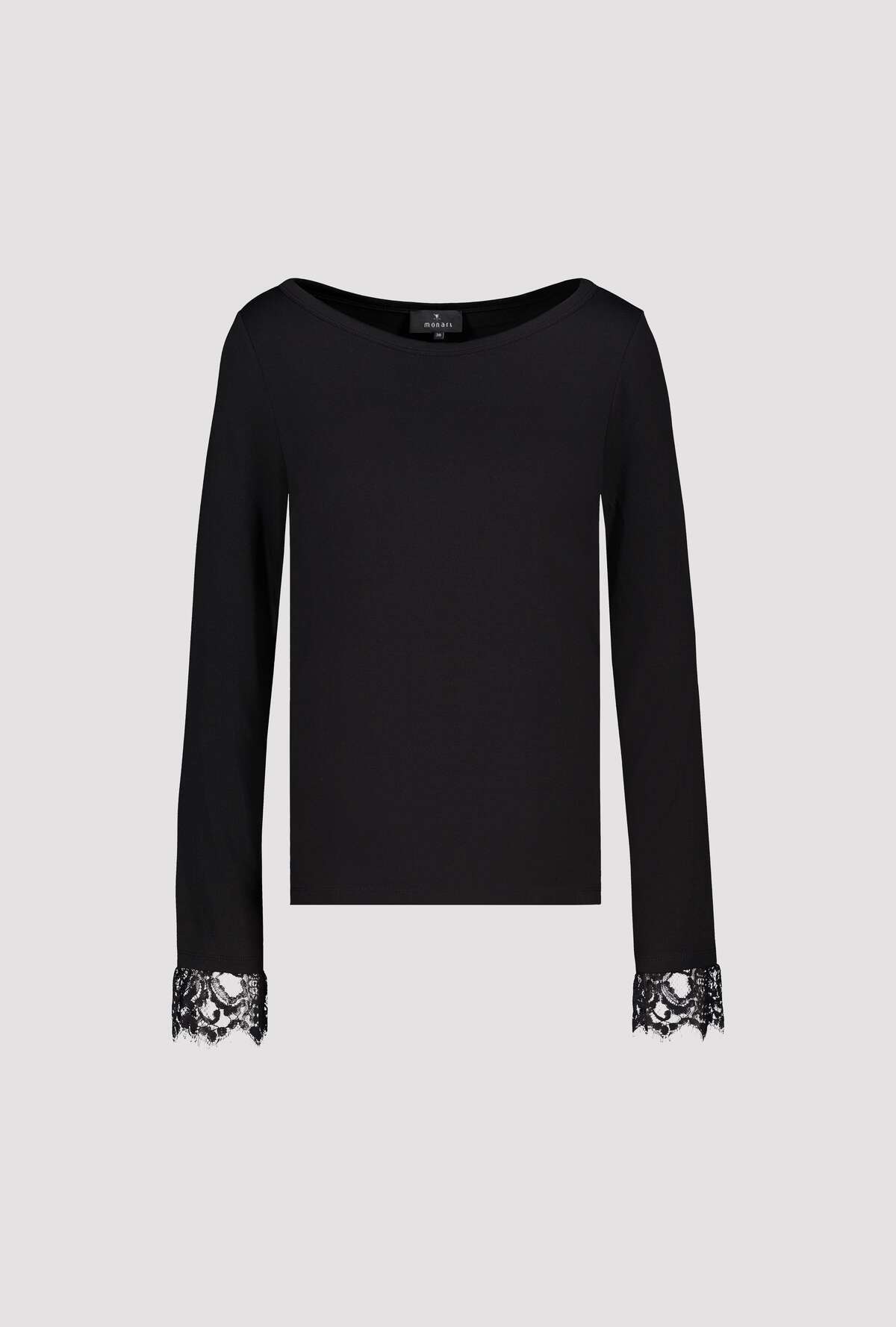 Monari Langarmshirt »Shirt Basic Spitzendetail« Regular fit mit Spitzenborte
