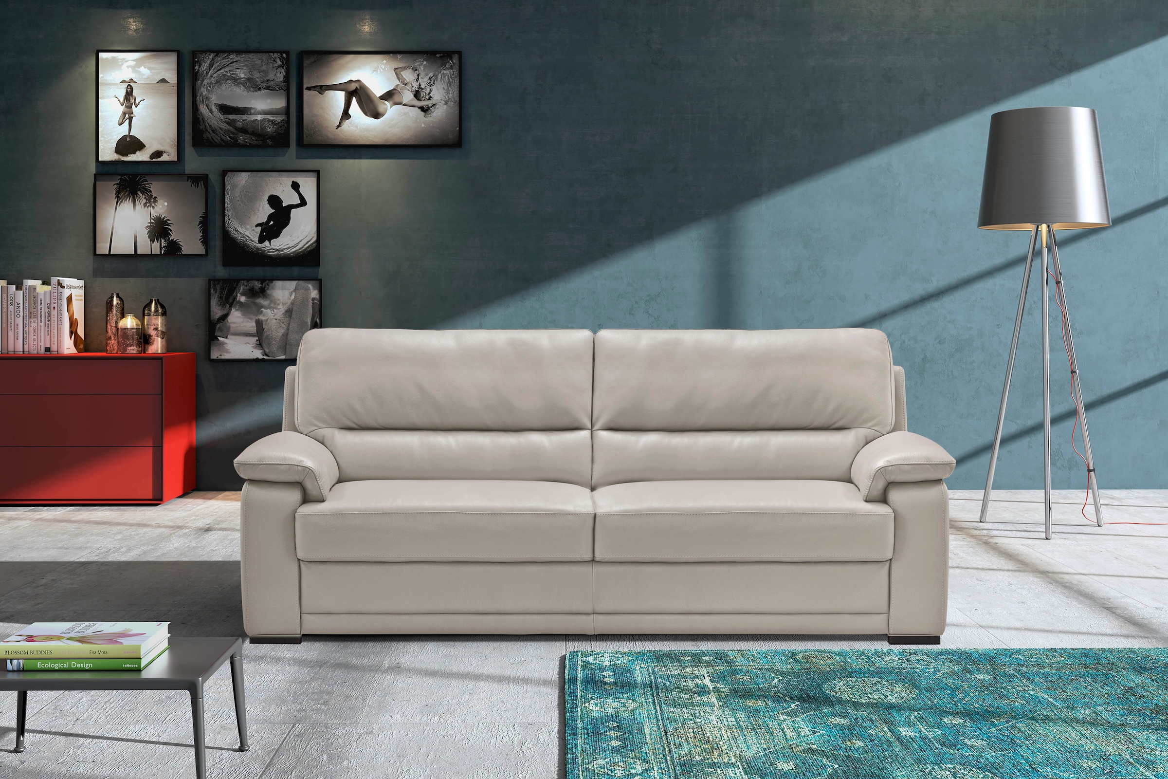 Egoitaliano 2,5-Sitzer "Doris, modernes Designersofa, Ledersofa mit erstklassiger Sitzqualität", edle Detailverarbeitung