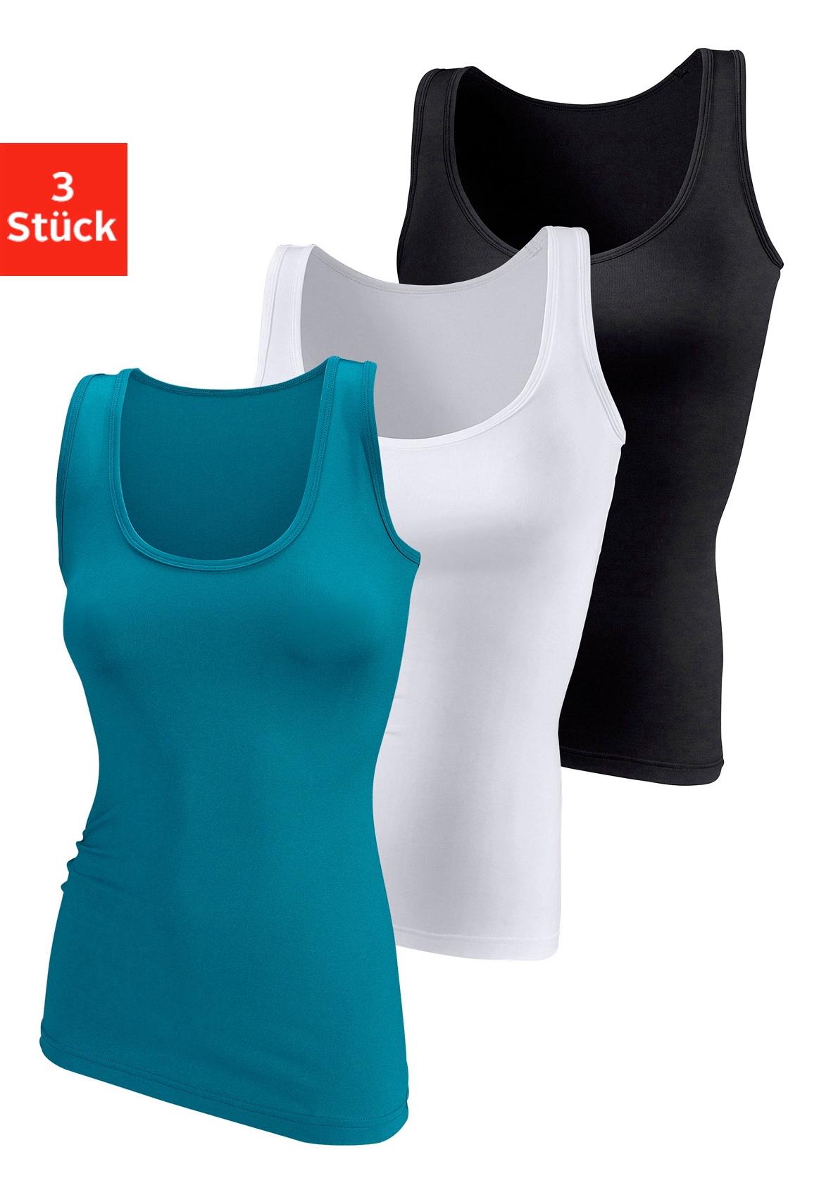 Vivance active Unterhemd, (3er-Pack), aus weicher Microfaser, Tanktop, Unterziehshirt