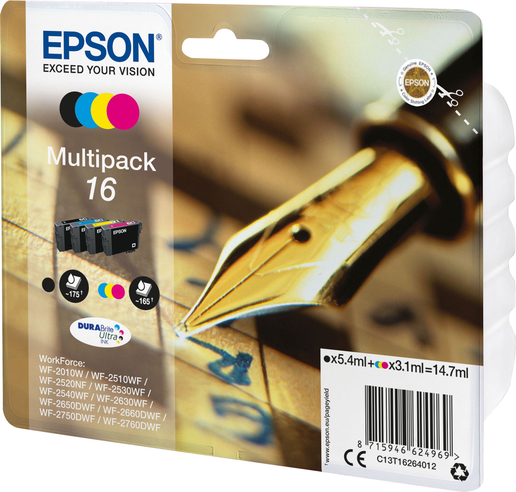 EPSON Tintenpatrone "Epson 16", bunt, Tintenpatronen, original Druckerpatrone