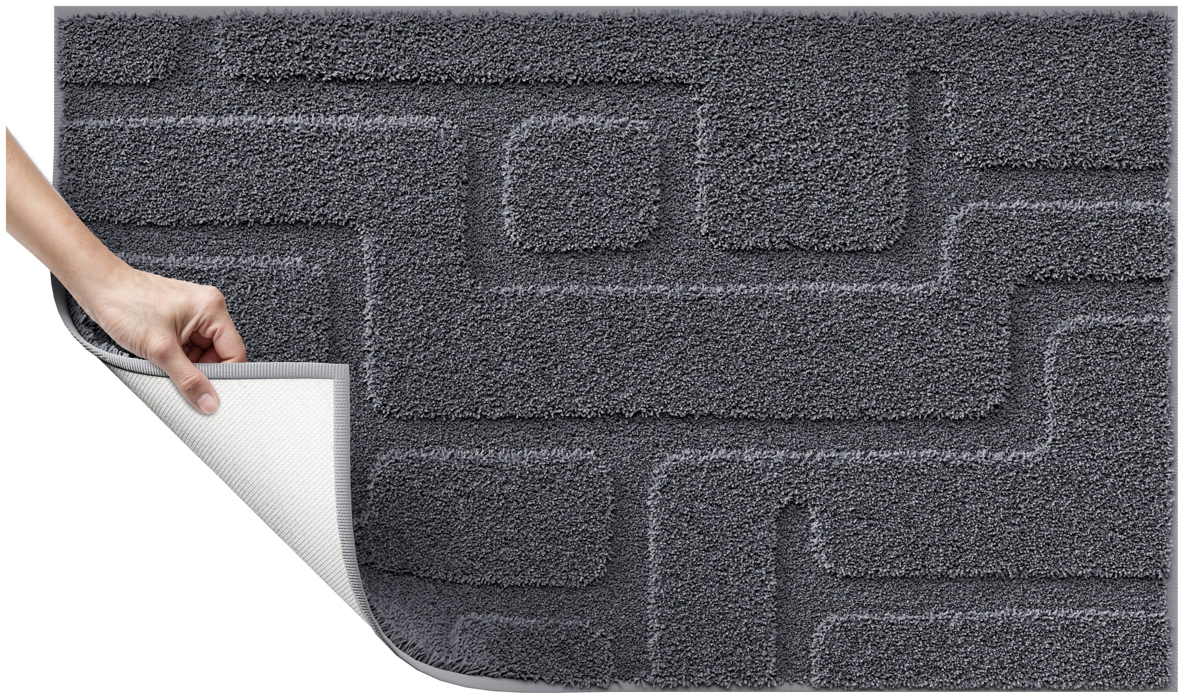 Grund Badematte »Riana, Badvorleger, Badezimmer Teppich, sehr weich« Höhe 20 mm rutschhemmend beschichtet schnell trocknend Modernes Design mit Linien in Hoch-Tief-Struktur, Made in Europe