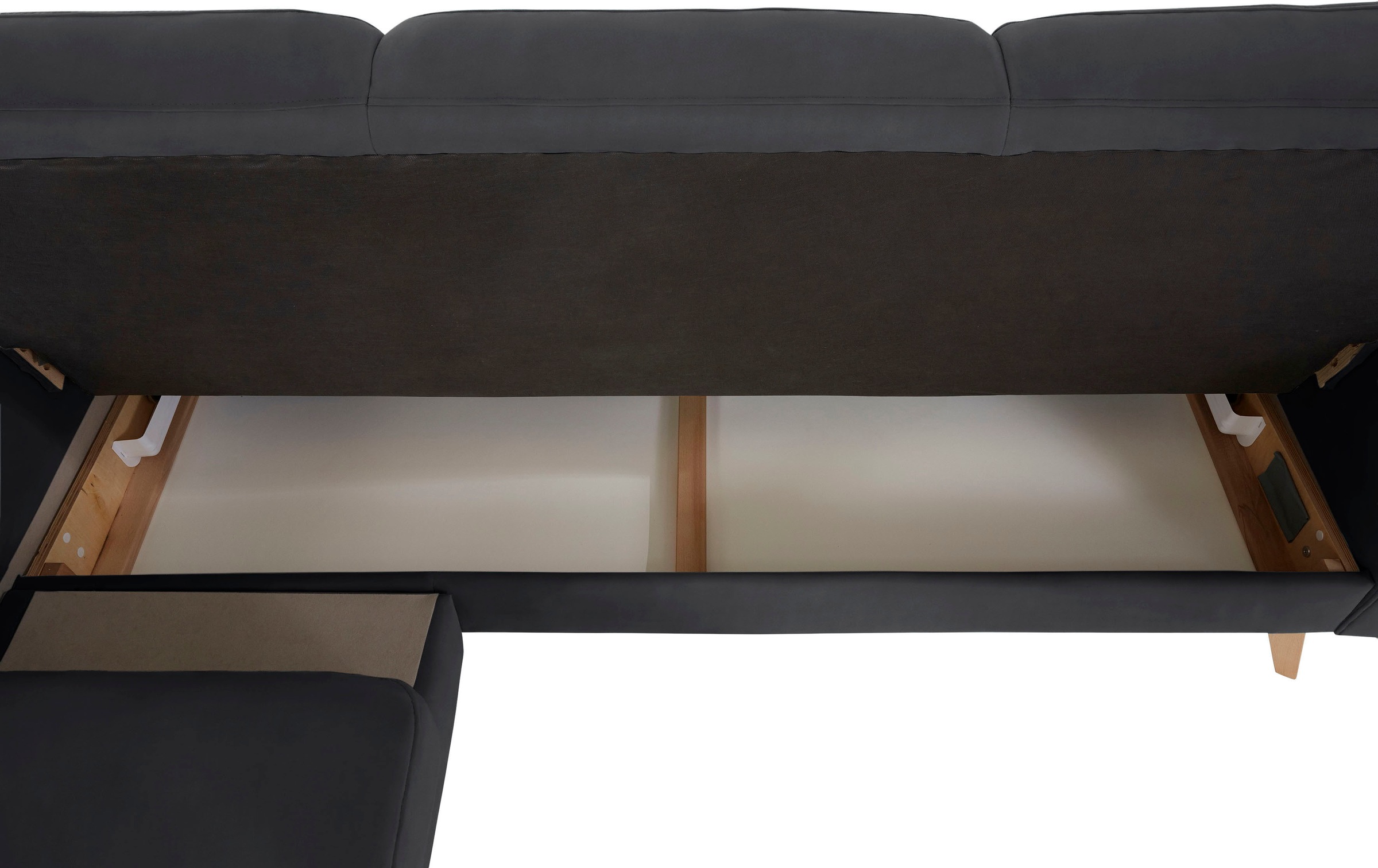 Ecksofa EXXPO - SOFA FASHION "Nappa, kompakt und komfortabel, bequem, zeitloses Design, L-Form", grau, B:222cm H:87cm T:156cm, Samtvelours (100% Polyester);Webvelours (100% Polyester), Sofas, Ecksofa, tolle Detailverarbeitung, inkl. Bettfunktion und Bettk 6