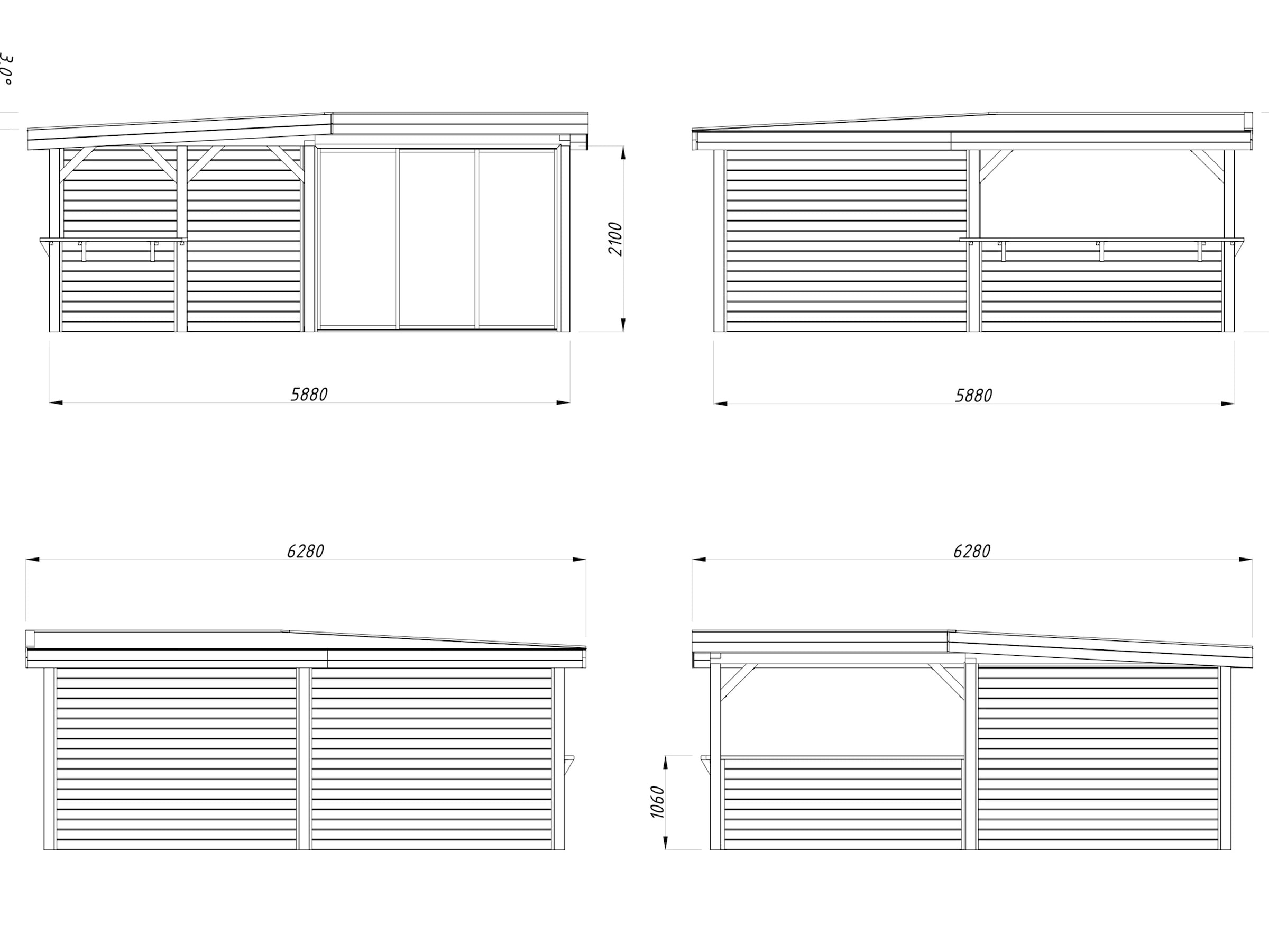 Palmako Gartenhaus »Lenna 24,9 m², Set 409 Slide«
