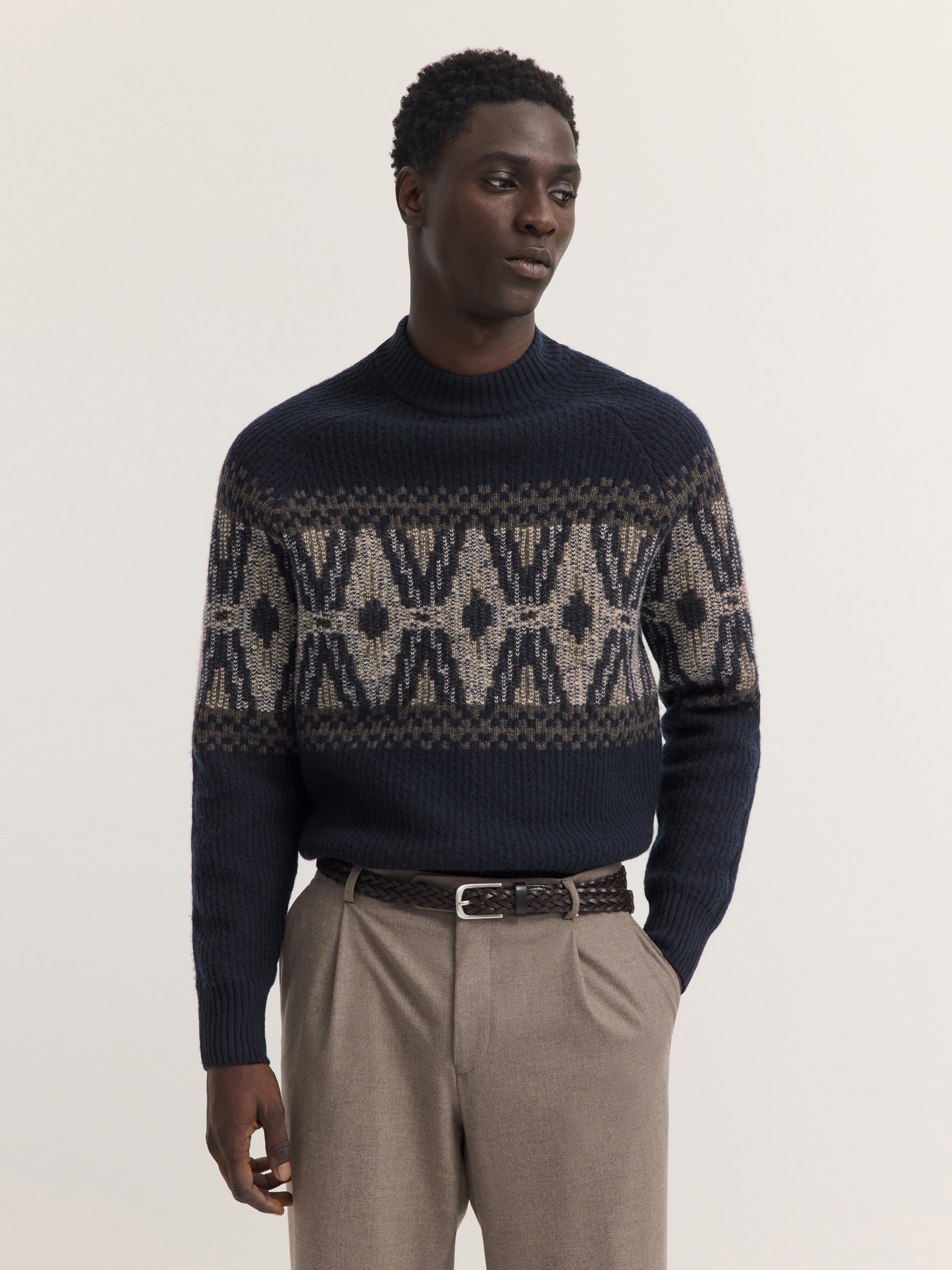 bugatti Rollkragenpullover »Regular Fit« Regular Fit Wollmix Jacquard