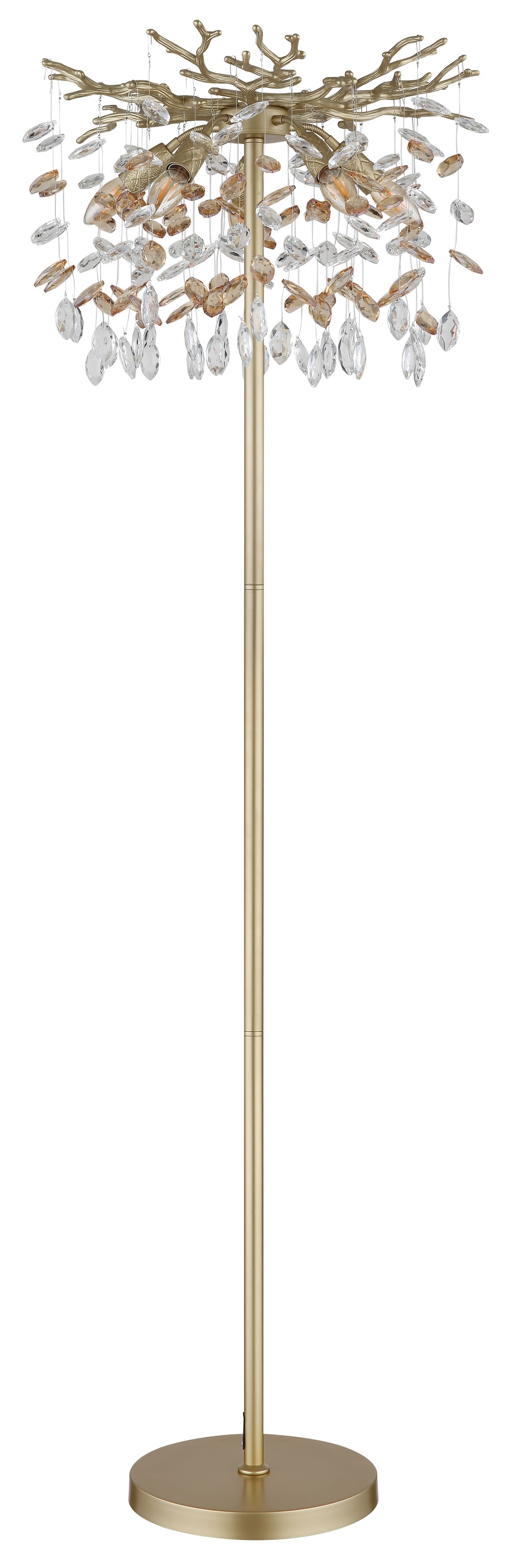 GLOBO LIGHTING Stehlampe »QUEENA« E14 1 Stk. Stehleuchte gold Kristall, E14, Fußschalter, klassisch elegant