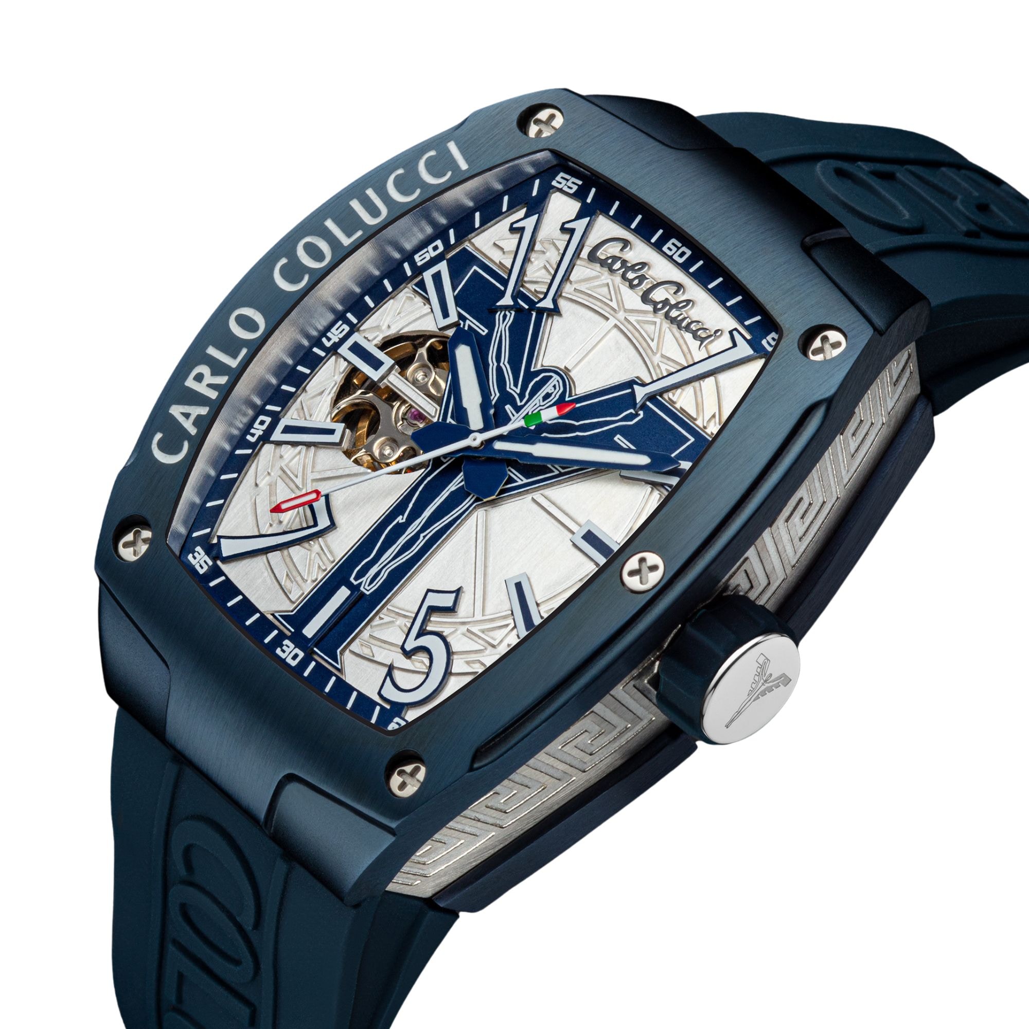 CARLO COLUCCI Automatikuhr Armbanduhr, Herrenuhr, Mechanische Uhr, Silikonarmband, analog