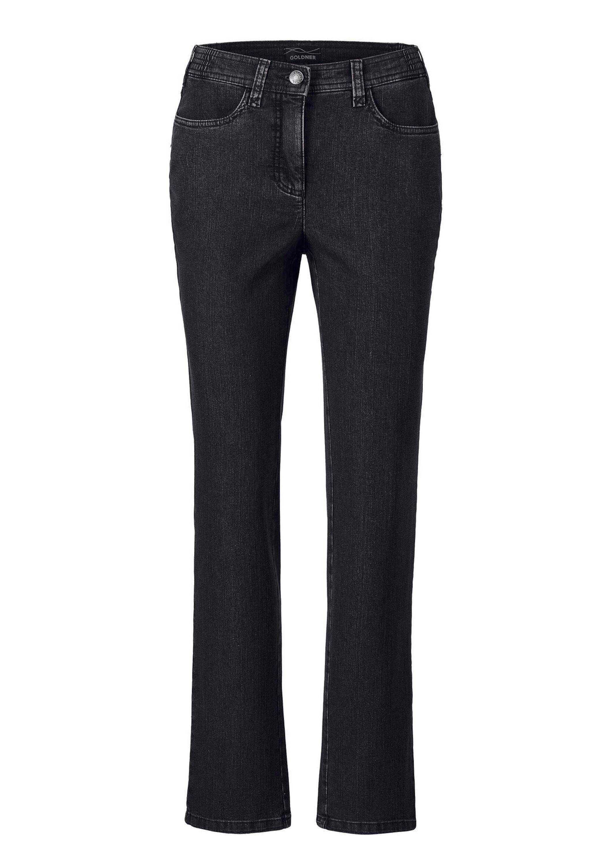Regular-fit-Jeans GOLDNER "Kurzgröße Klassische Jeanshose ANNA", Damen, Gr. 22, K-Gr, schwarz, Obermaterial: 78% Baumwolle CO. 20% Polyester PES. 2% Elasthan EL., Jeans