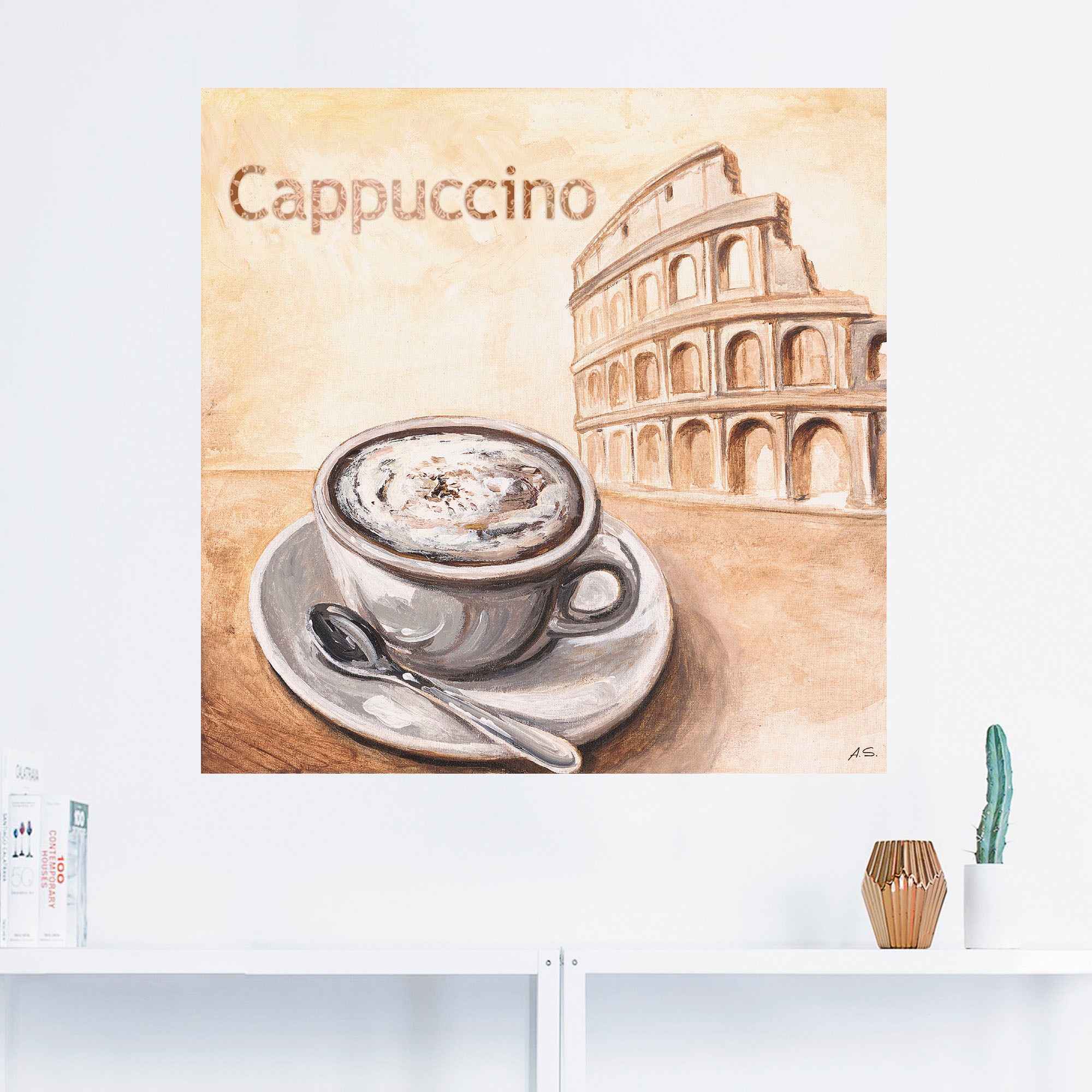 Artland Wandbild »Cappuccino in Rom«, Kaffee Bilder, (1 St.), als Leinwandbild in verschied. Größen
