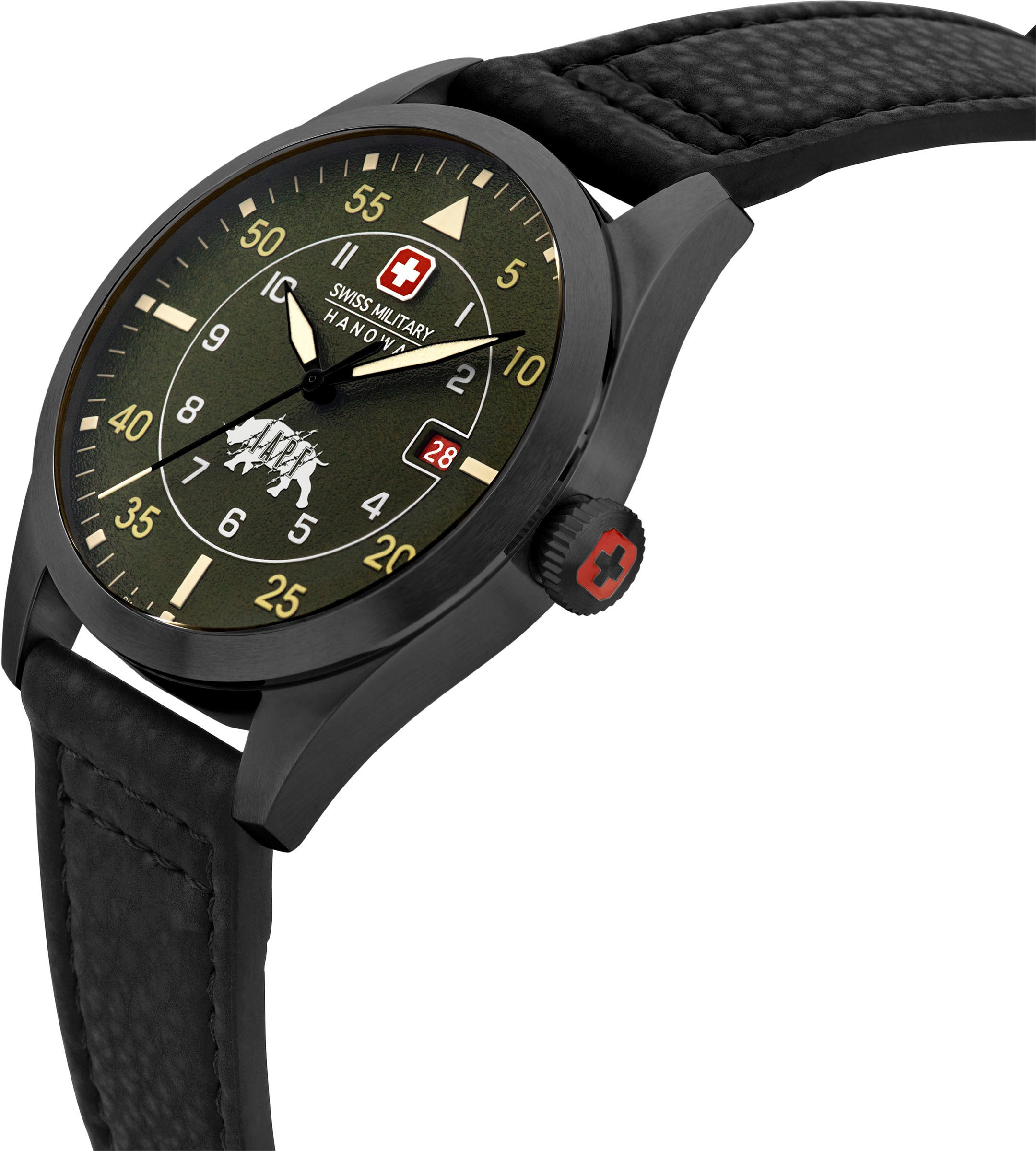 Swiss Military Hanowa Quarzuhr »LEAD RANGER, SMWGN0001231«, Armbanduhr, Herrenuhr, Schweizer Uhr, Swiss Made, Datum, Saphirglas