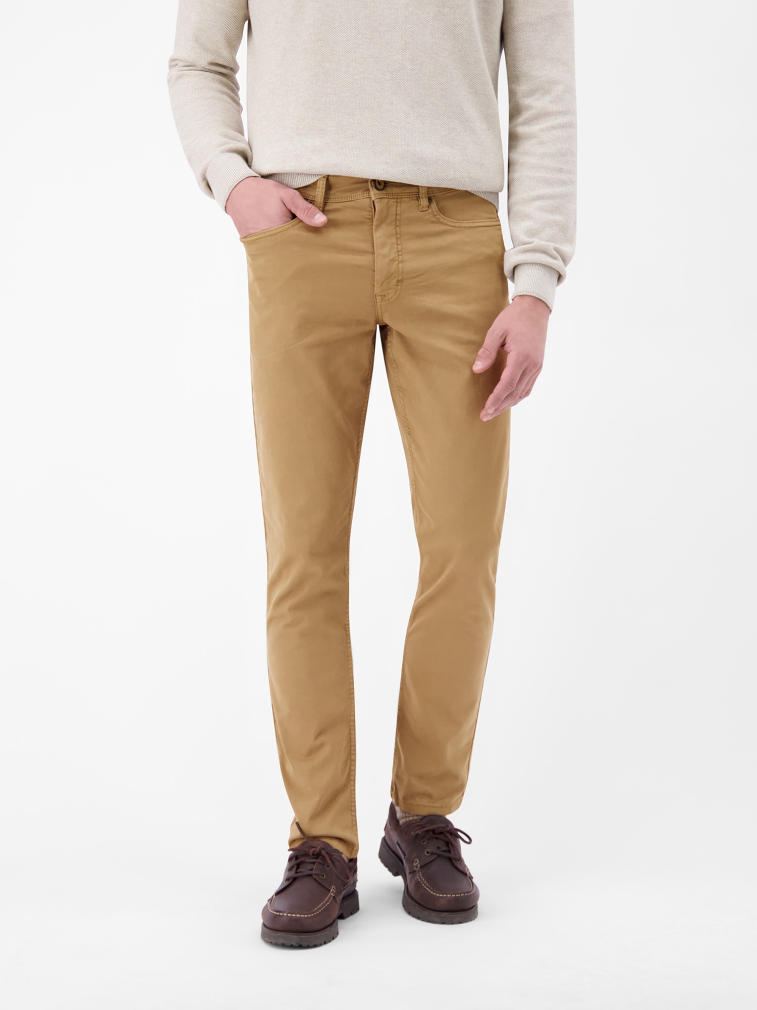 5-Pocket-Hose LERROS "Moderne 5-Pocket Hose", Herren, Gr. 38, Länge 34, bold camel, 80% Baumwolle, 17% Lyocell, 3% Elasthan, Hosen 5-Pocket-Hose