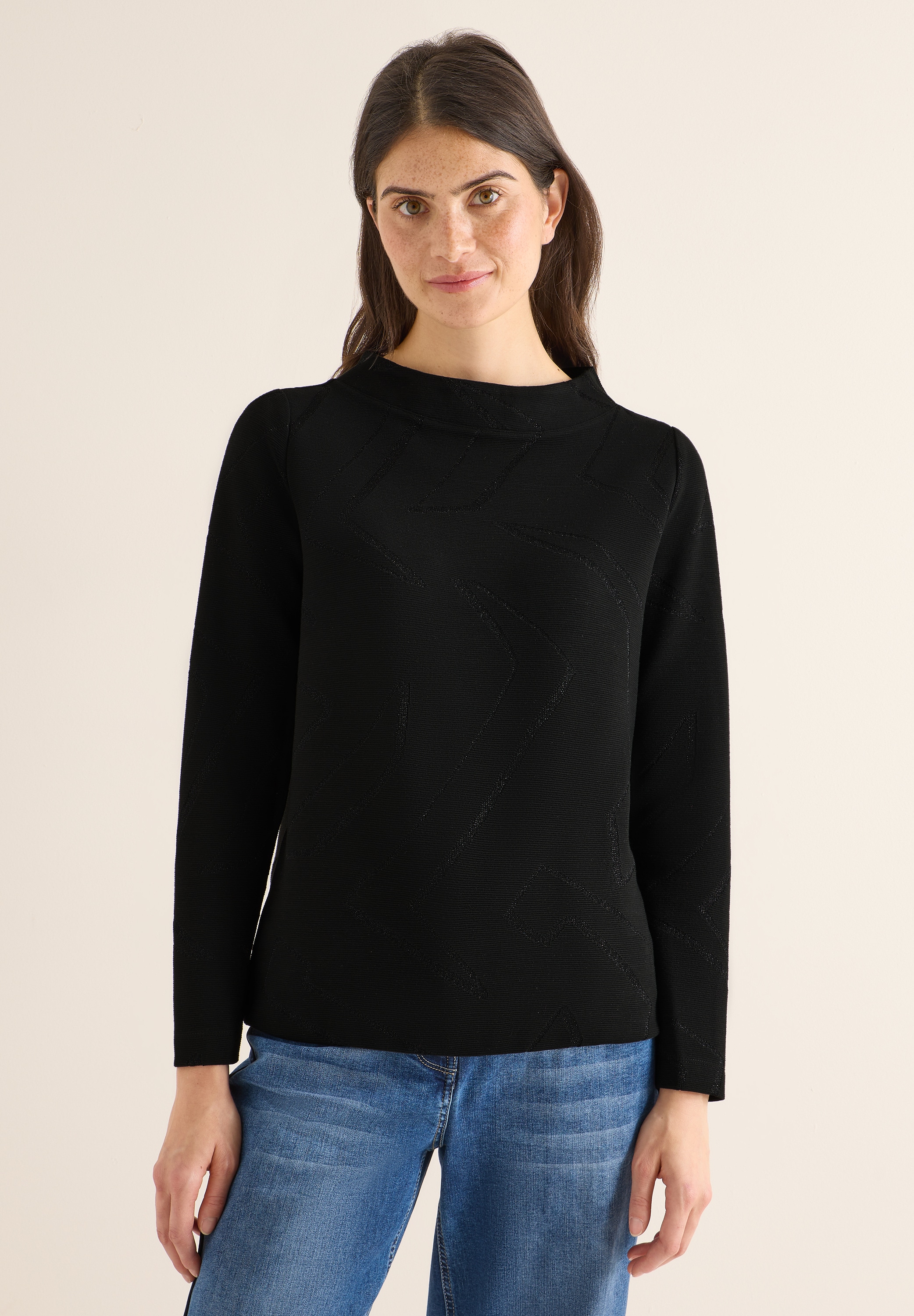 Cecil Langarmshirt aus softem Materialmix günstig online kaufen