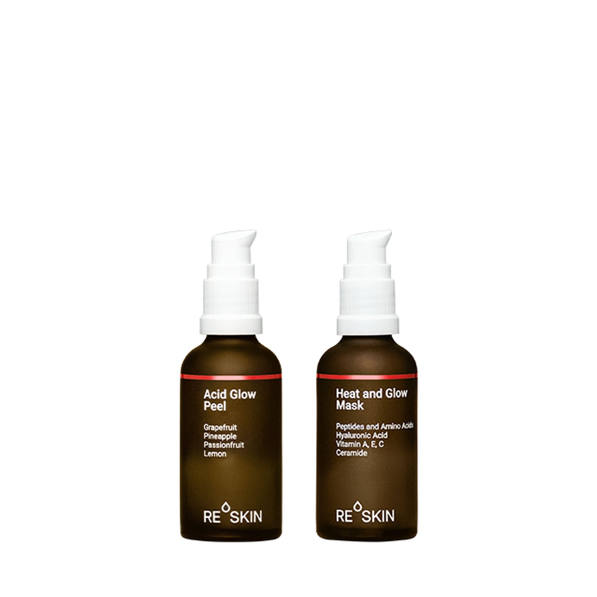 RE-SKIN Gesichtslotion "Set: Glow at Home Set: Acid Glow Peel & Heat and Glow Mask"braun, Hautpflegemittel