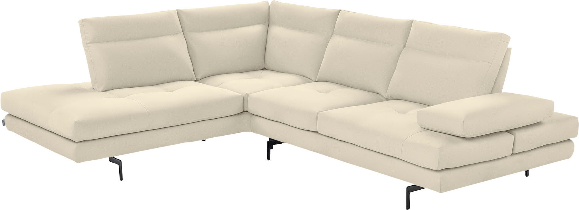 CALIA ITALIA Ecksofa "Toby Wing, B/T: 288/232 cm, Designsofa mit sensationellem Sitzkomfort" L-Form, Sitztiefenverstellung, funktionale Ecke, Füße in schwarz matt