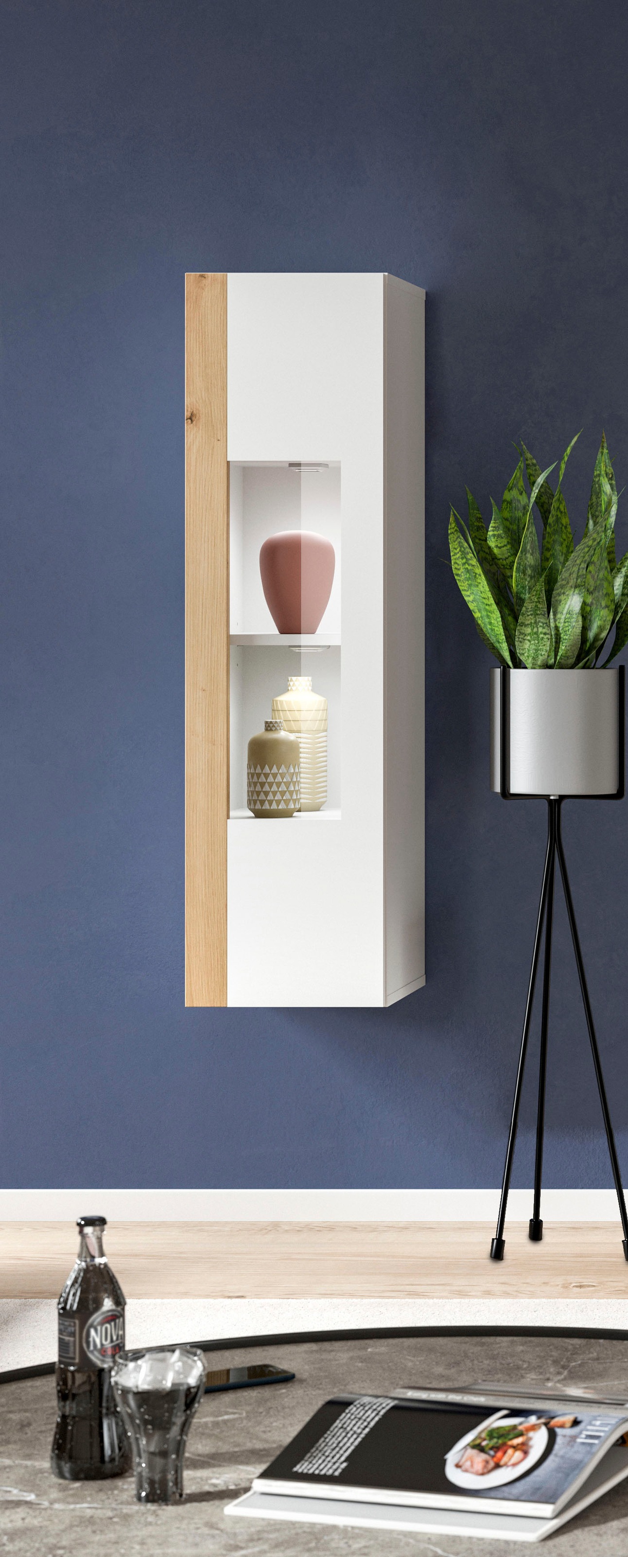 INOSIGN Vitrine "Svala, Höhe 112 cm, Holzdekor, 1 Tür", (1 St.), 3 Einlegeb günstig online kaufen