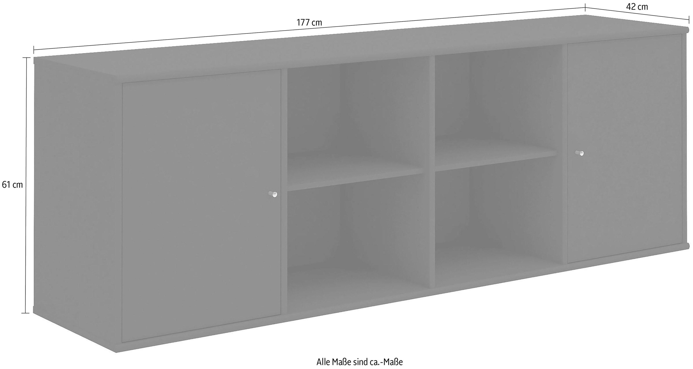 Hammel Furniture Sideboard »Mistral, Hochwertig Schrank, hängend/stehend montierbar«, mit zwei Türen, B: 177 cm, anpassungsbar Designmöbel
