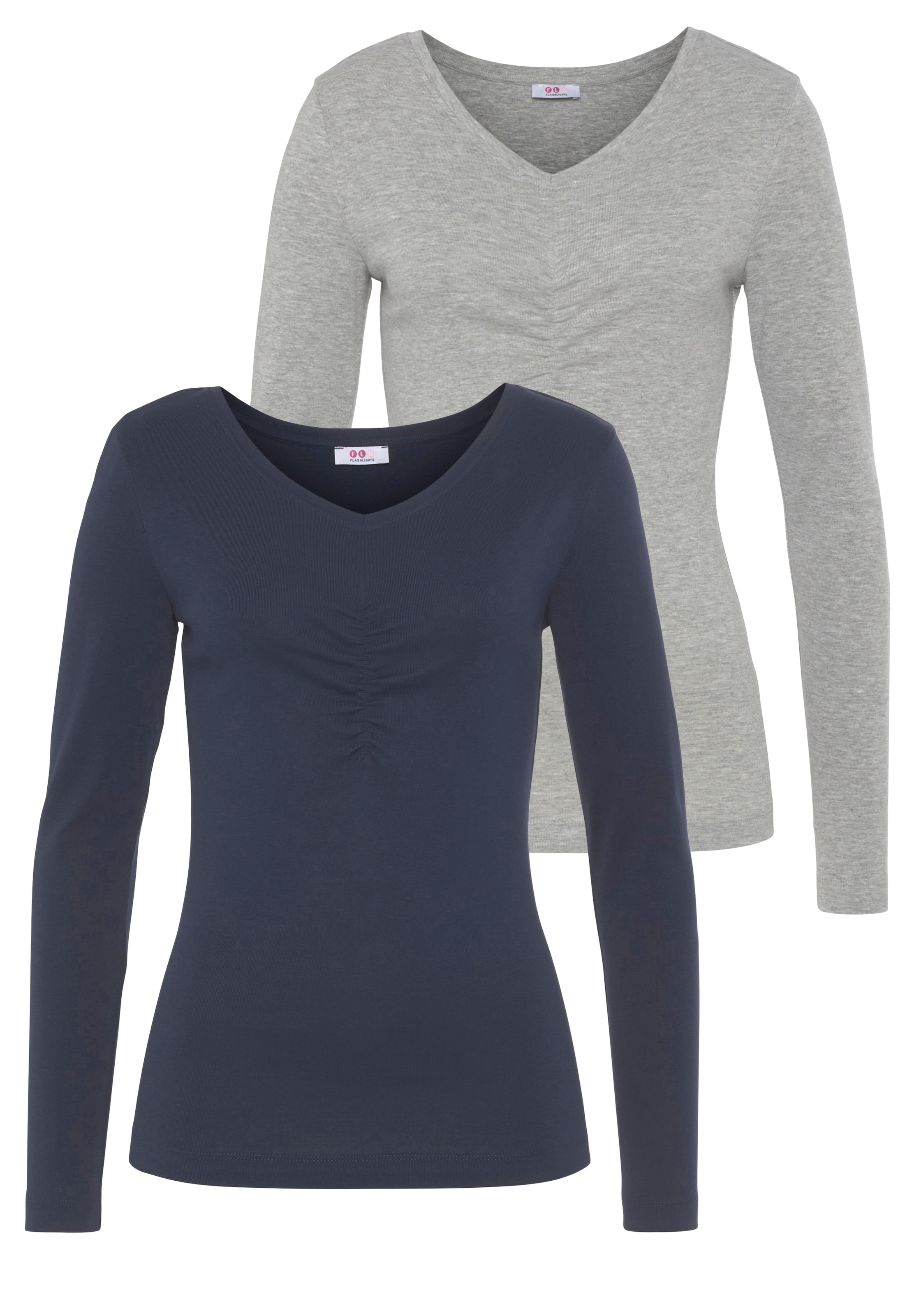 Longsleeve, Langarm, sehr figurbetonter Schnitt, Feinrippstoff, Basic-Stil